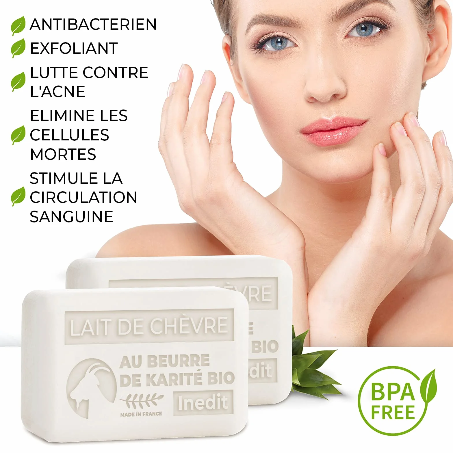 Savon Lait De Chèvre au Beurre de Karité Visage Peau Sensible 2 Pièces 200g Français