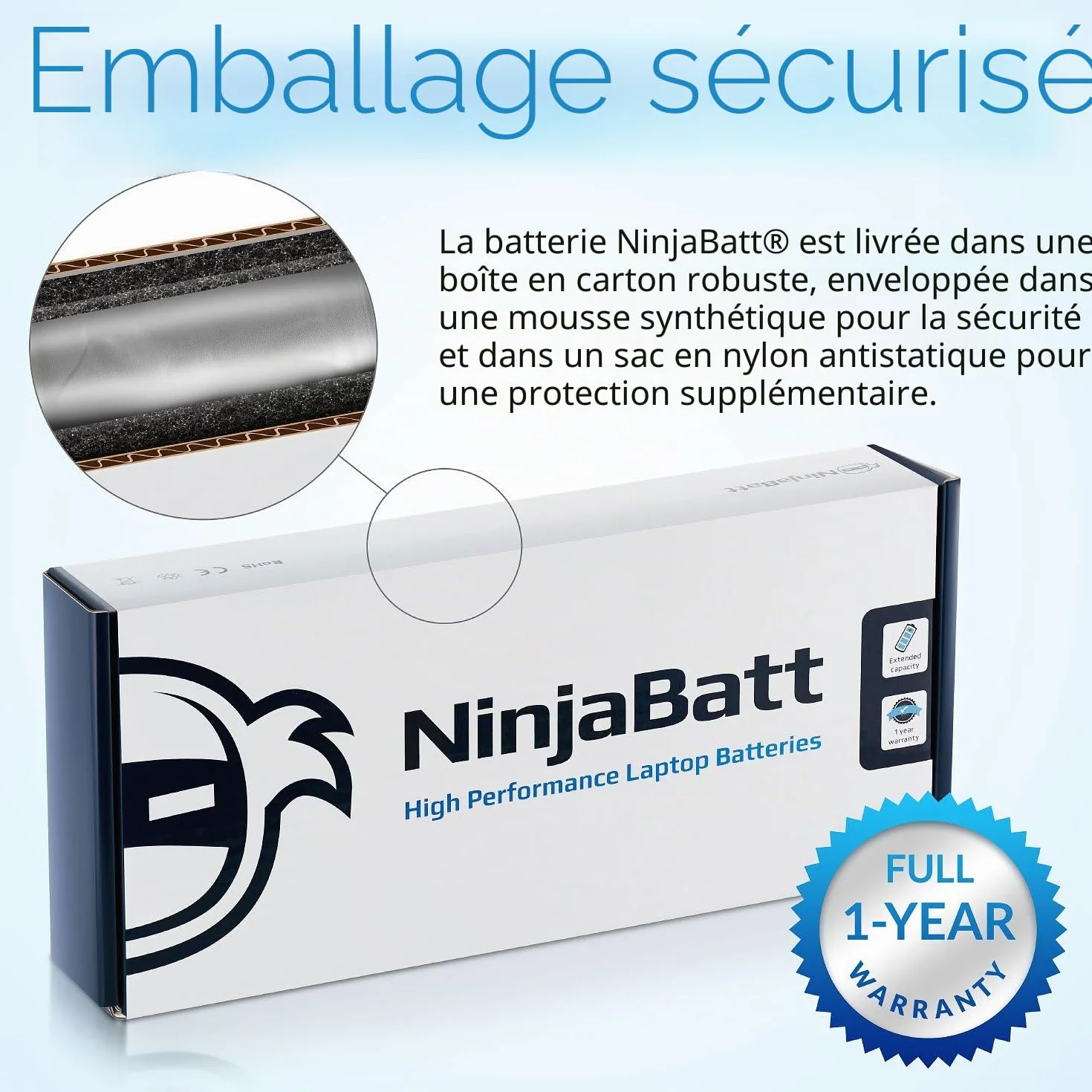 NinjaBatt Batterie pour HP 807957-001 807956-001 HS04 HS03 HSTNN-LB6V 807612-421 HSTNN-LB6U 250 G5 807611-421 TPN-C125 15-AF067SA 843532-851 Longue Durée 4 Cellules 2200mAh 33Wh