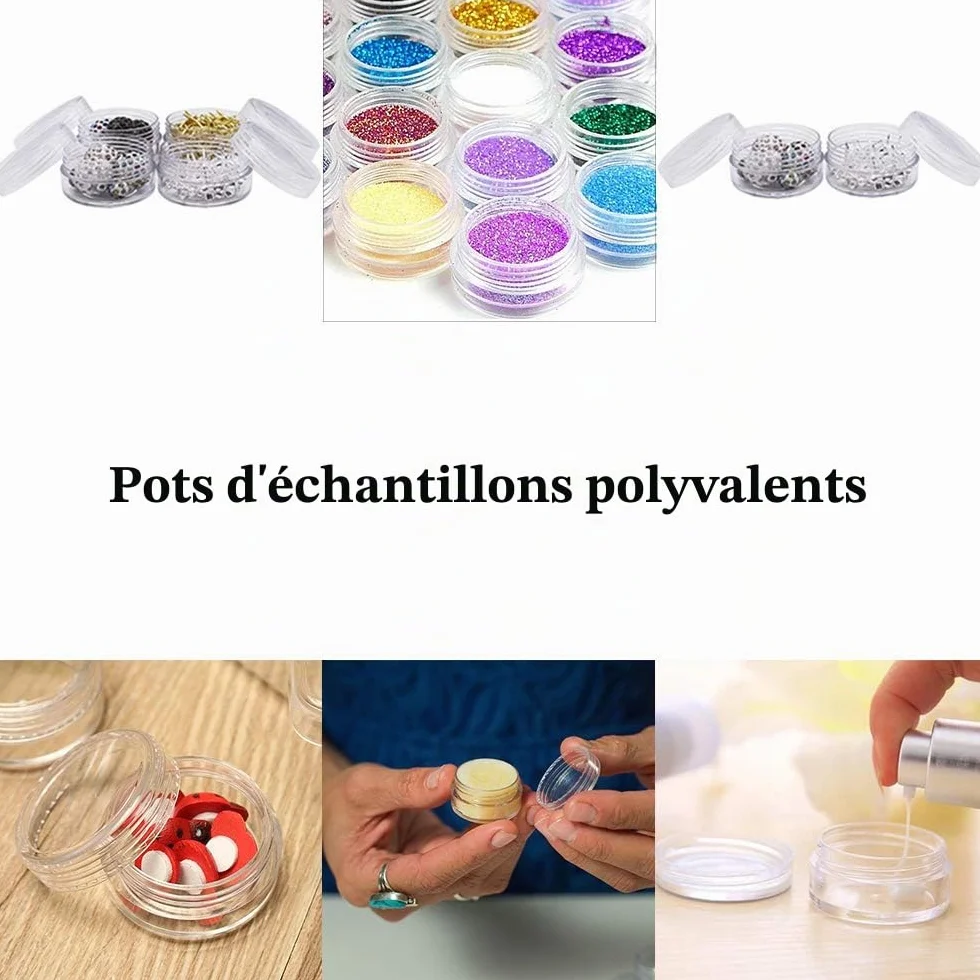 Récipients cosmétiques ronds vides avec couvercle en plastique pour crèmes, vernis à ongles, baume à lèvres