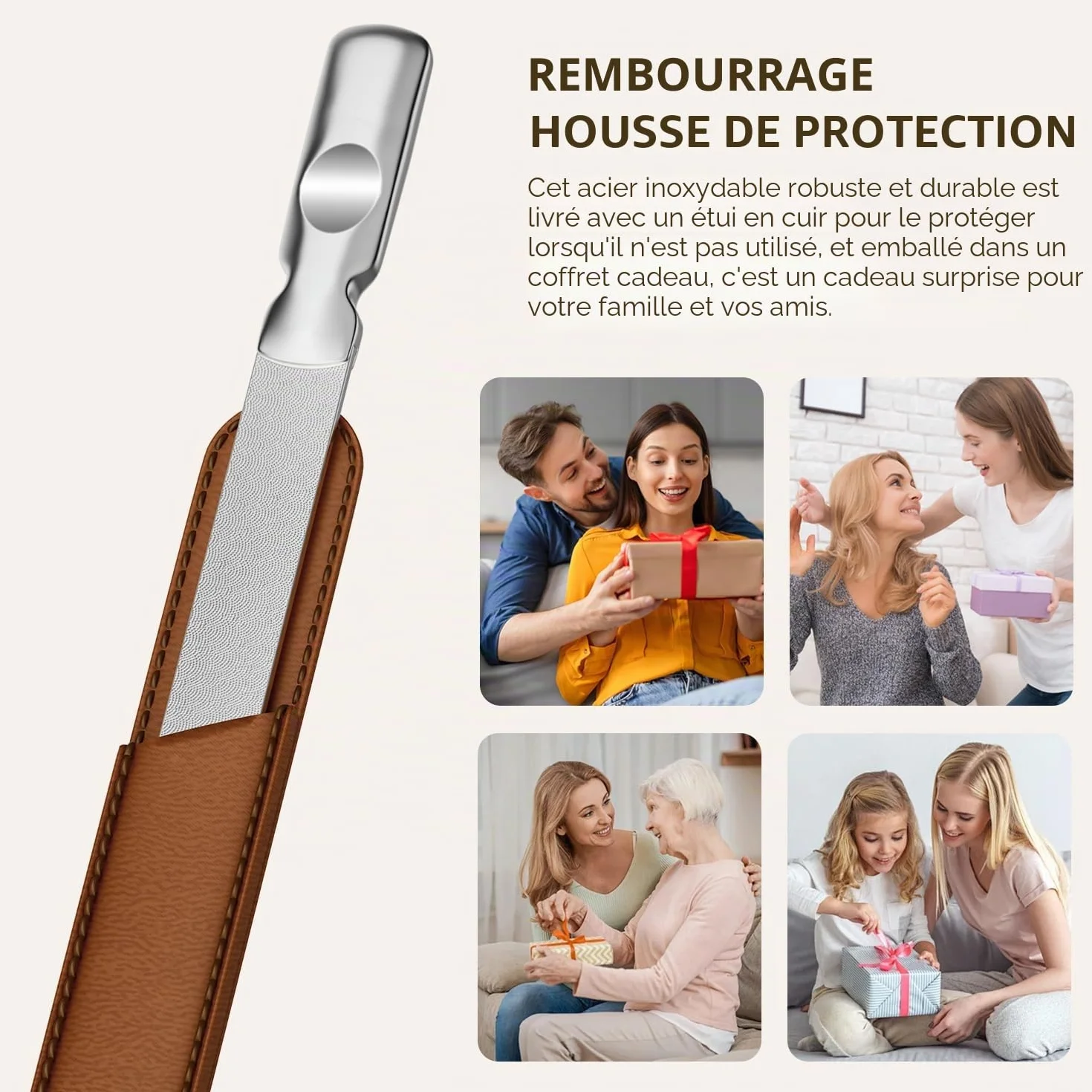 Lime à ongles professionnelle en acier inoxydable double face réutilisable