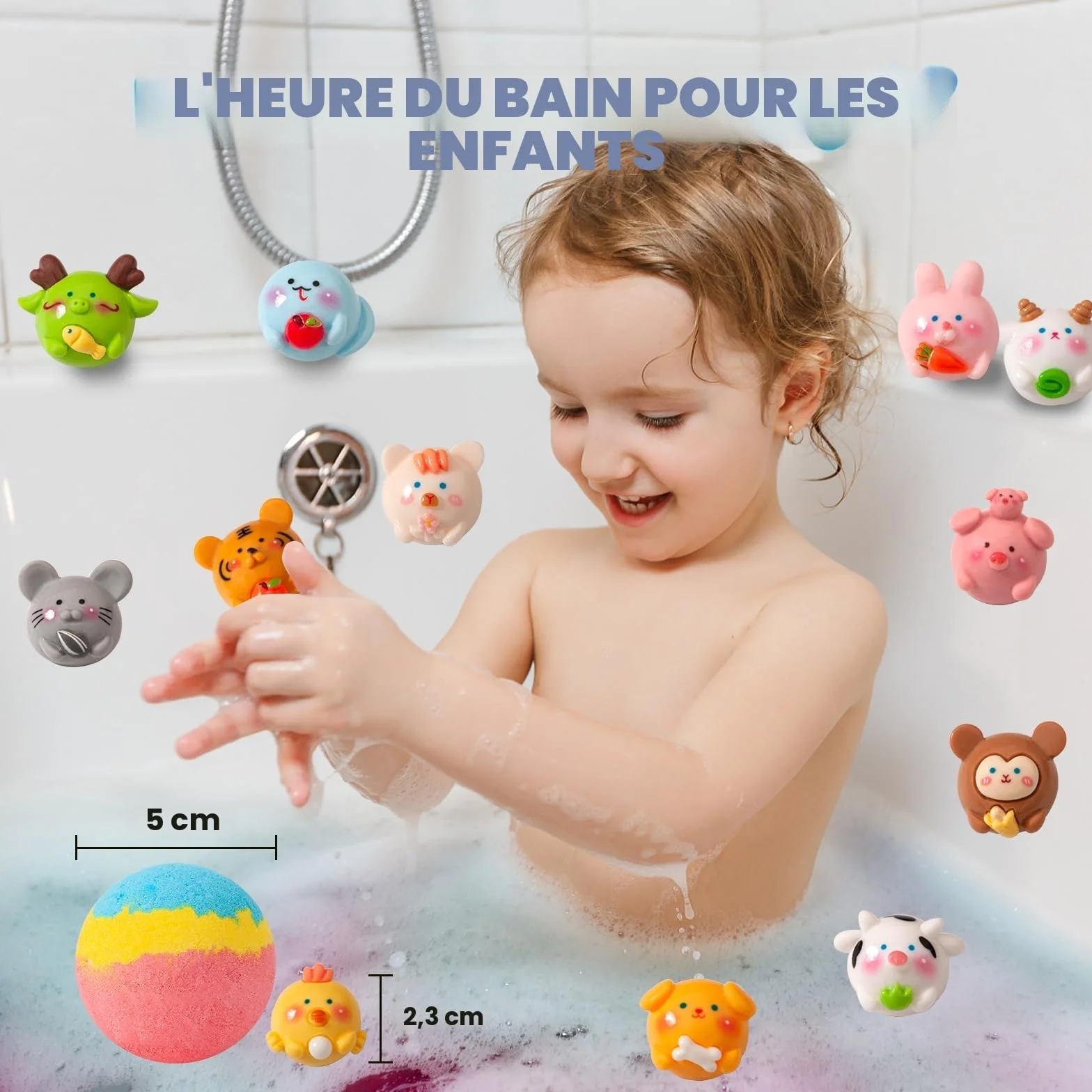 Bombes de Bain pour Enfants avec Jouet Surprise, Organiques Naturelles, Sans Cruauté, Cadeau pour Garçons et Filles