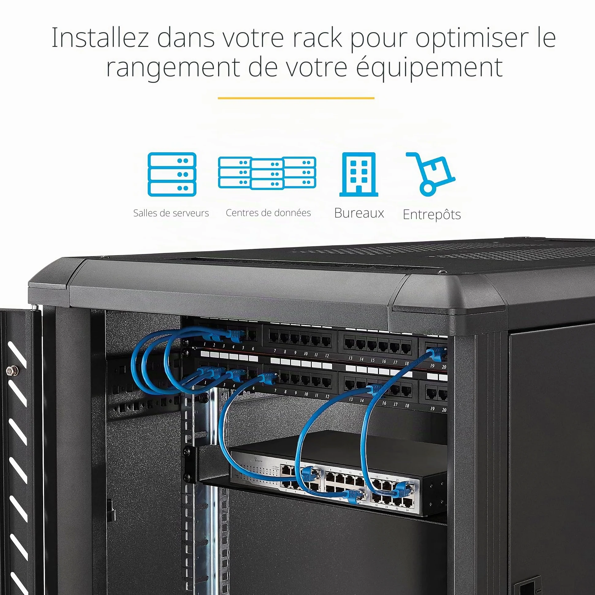 StarTech Étagère Cantilever Fixe Rack 1U, 25,4cm, 20kg, Noir (CABSHELF1U10) | Plateau universel, Montage en rack, Équipement audiovisuel, Réseau, Acier