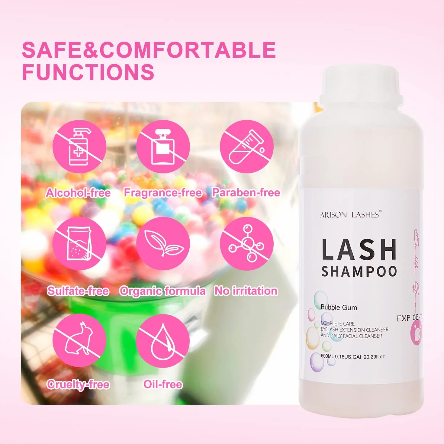 Shampoing Cils Mousse 600ml Nettoyant Paupières Lash Shampoo Eyelash Extension Cleanser