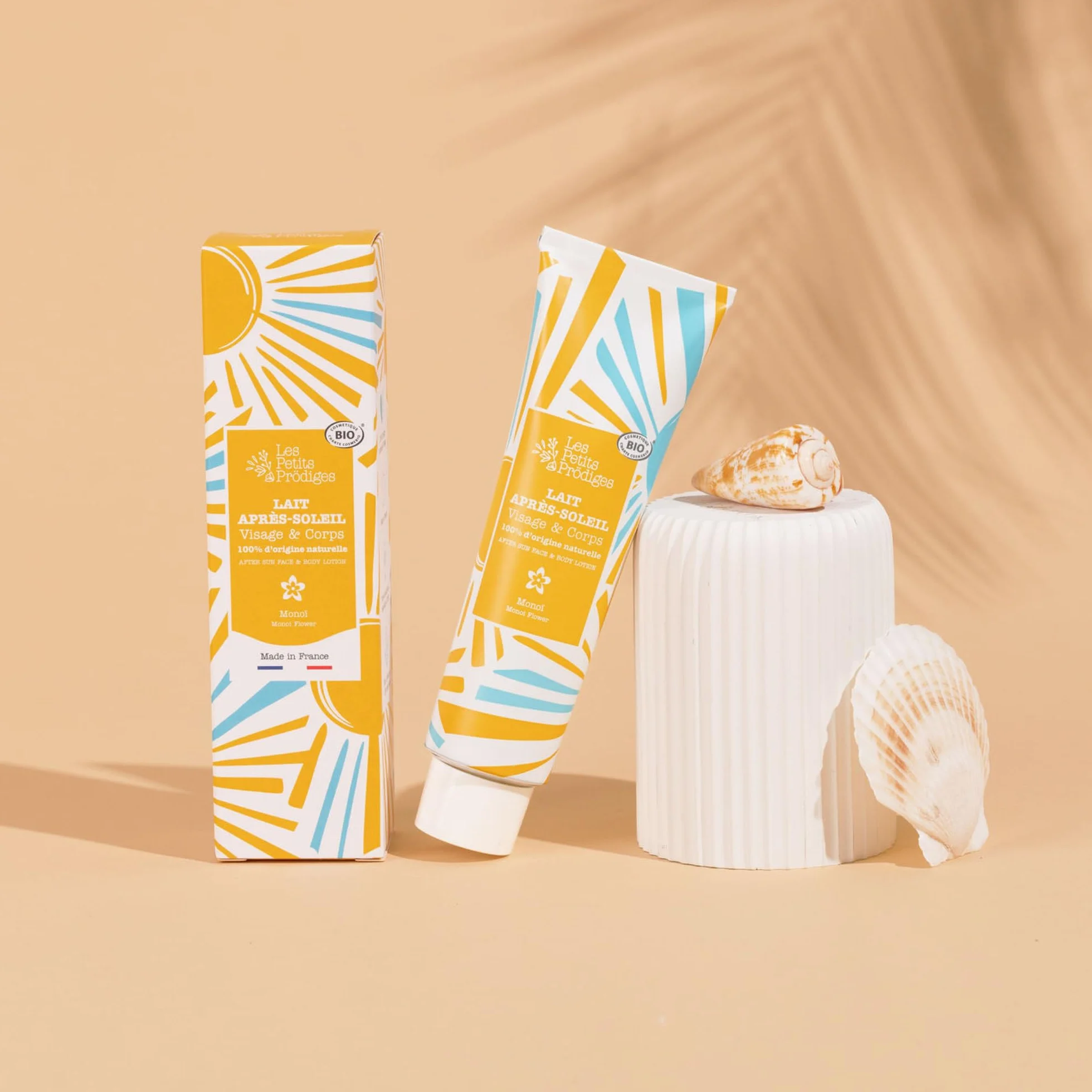 LES PETITS PRODIGES Lait Après Soleil Visage & Corps Senteur Monoï 100ml Bio Aloe Vera Tube Aluminium recyclable Fabriqué France