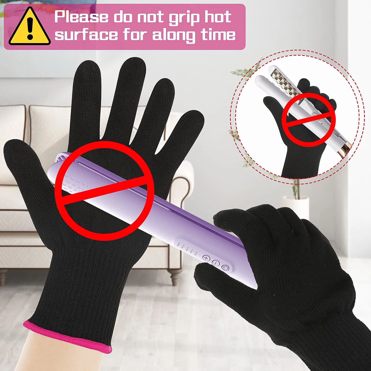 Gants de coiffage professionnels résistants à la chaleur pour fer à friser, lot de 2