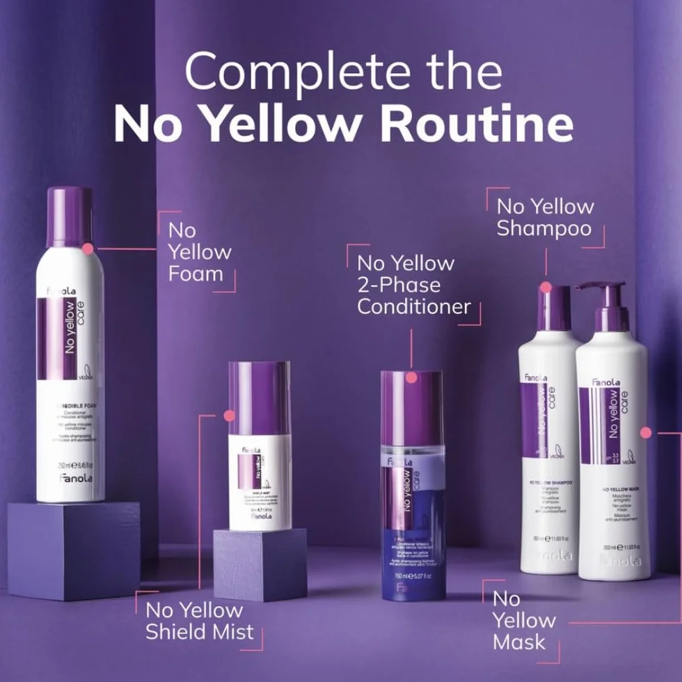 Fanola No Yellow masque anti-jaune 350 mL professionnel cheveux gris colorés blond clair