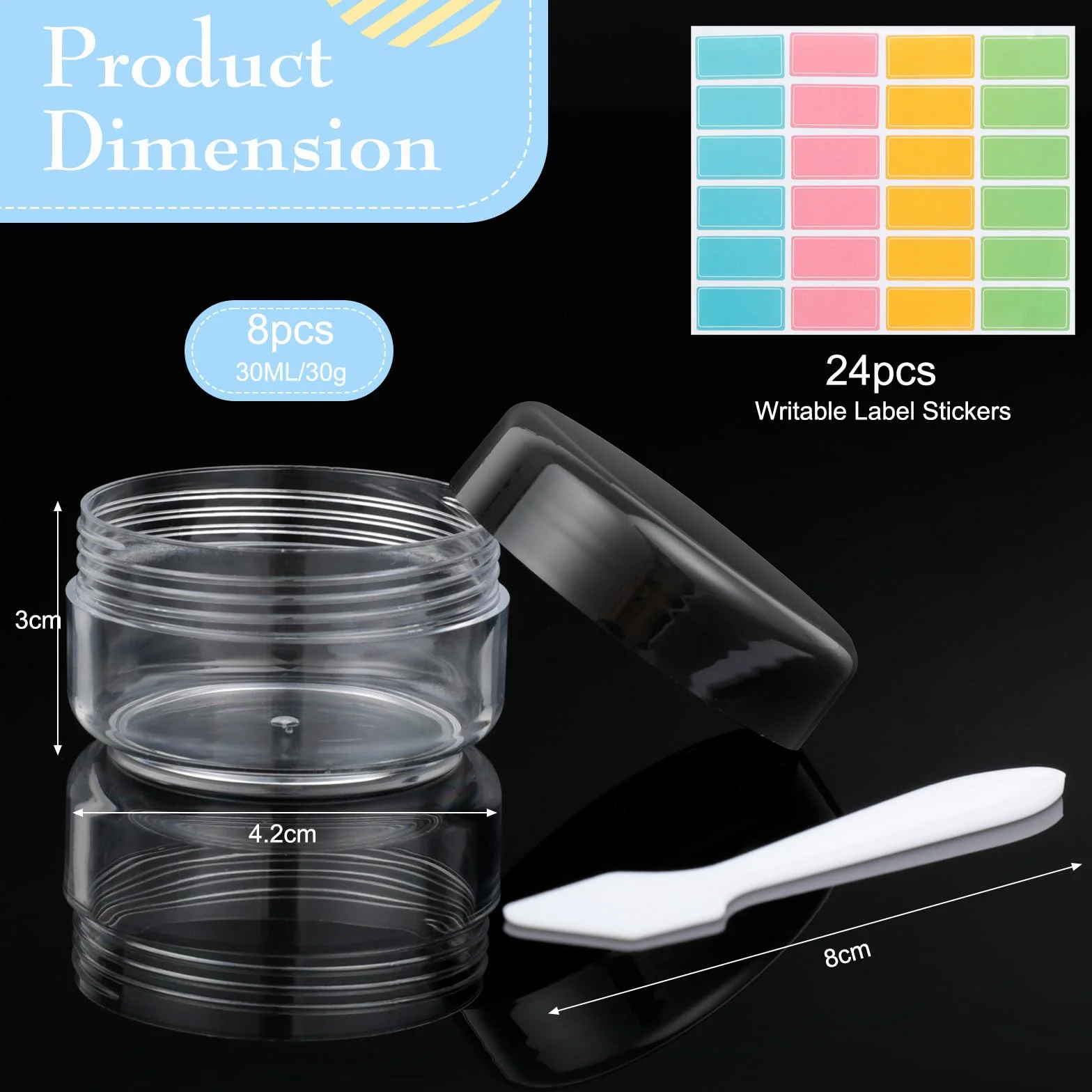 AiQInu 8 Pièces Pots Cosmétiques Vides 30ml avec Spatules et Étiquettes