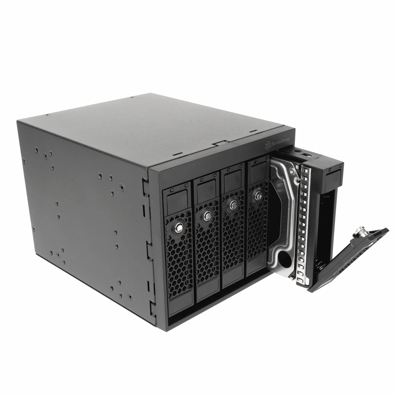 Silverstone SST-FS305B-E -Cage d’Adaptateur Hot-Swap SAS-12G / SATA 6Gbit/s de Trois Baies de 5,25" à Cinq Baies de 3,5", SST-FS305B-E (Noir+Noir)