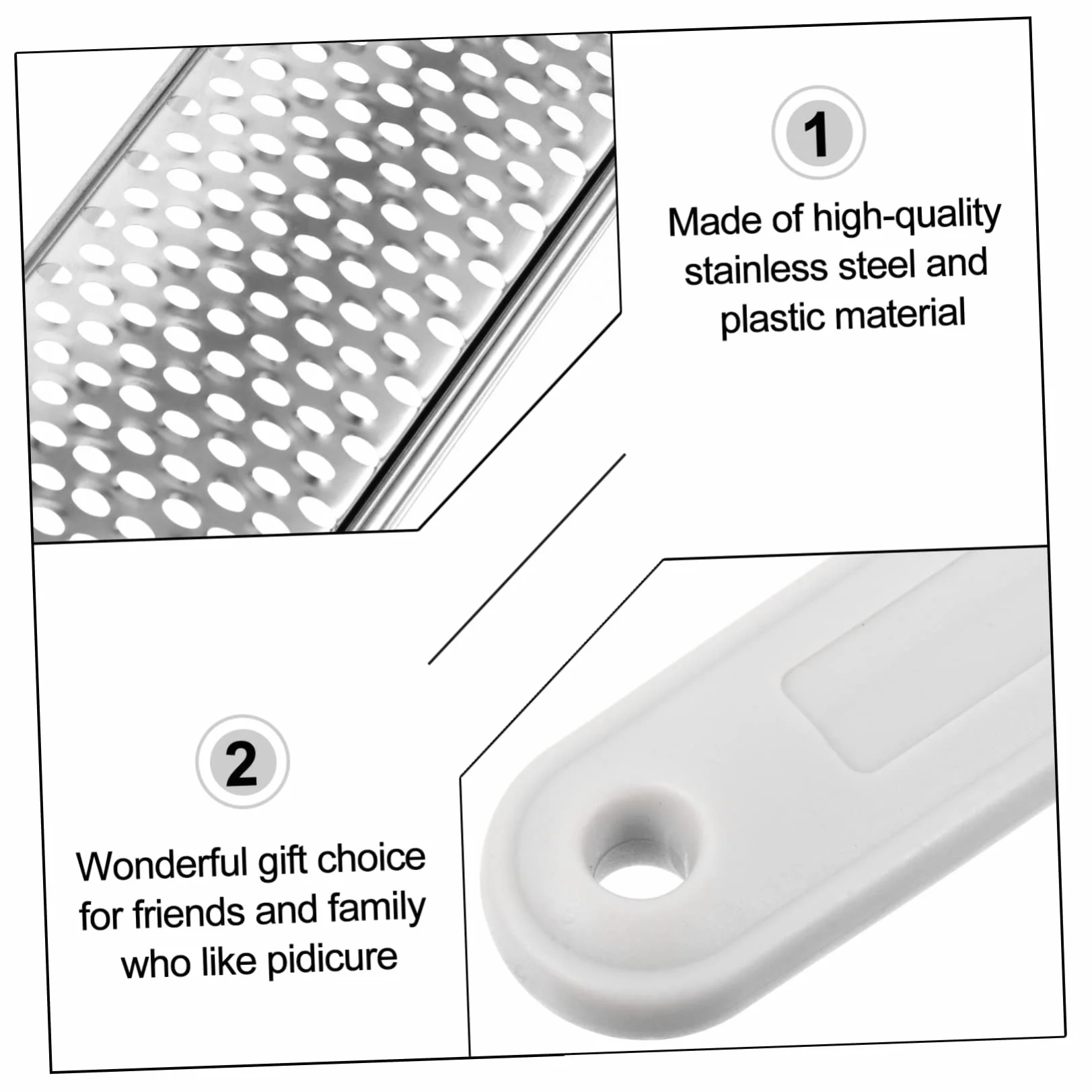 FRCOLOR Râpe à Peaux Mortes Acier Inoxydable Pied 2pièces Ergonomique Portable