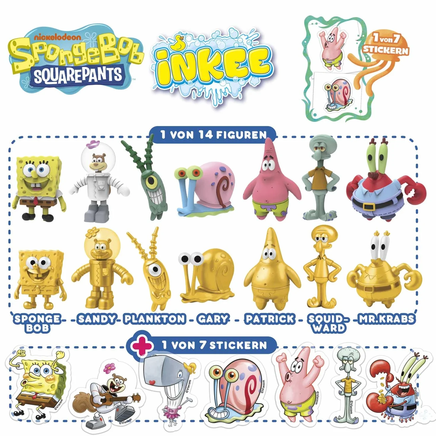 INKEE Bob l'Éponge GOLD EDITION Boule de bain surprise Figurine collection Tatouage enfant Parfum Pastèque 100g