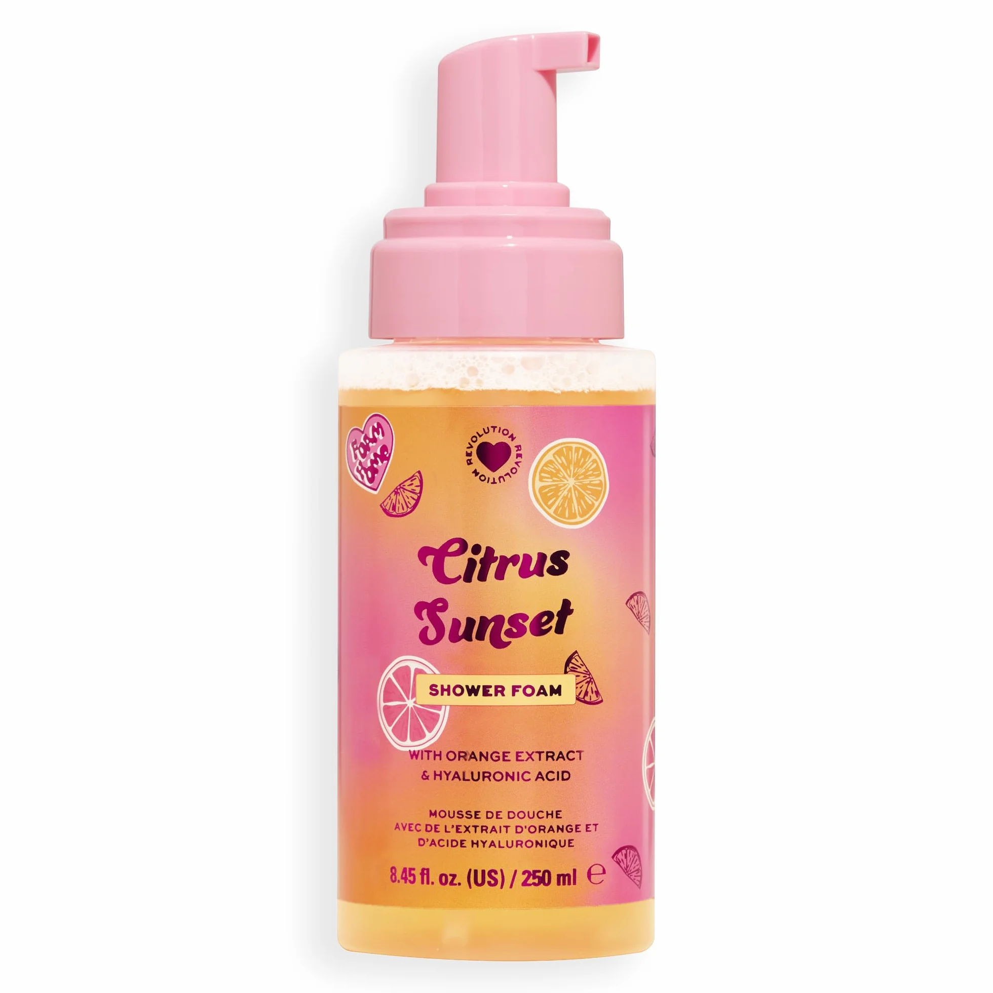 I Heart Revolution Citrus Sunset Shower Foam Mousse de Douche Acide Hyaluronique Orange Citron Vegan 250ml