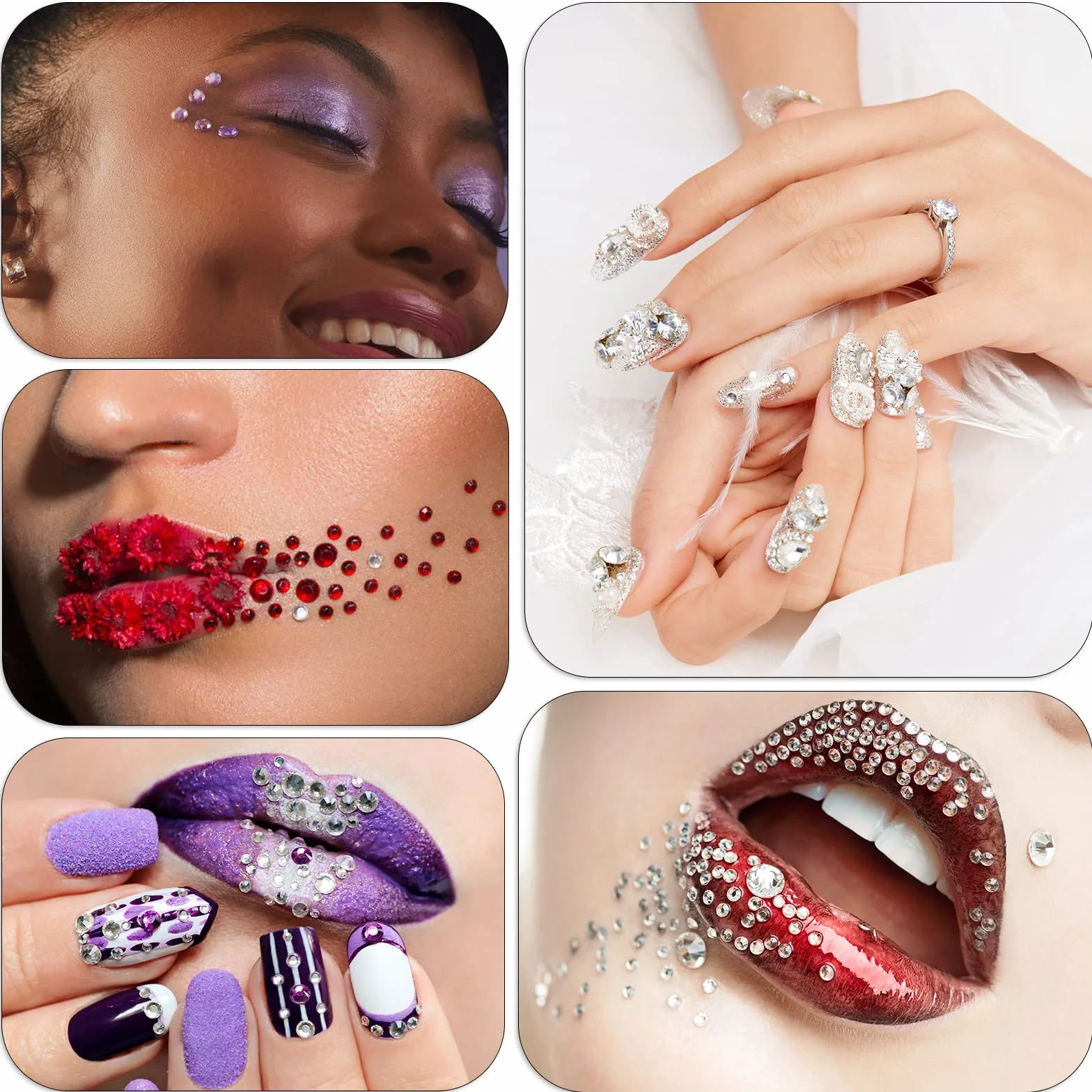 Strass Autocollant 3600 PCS 16 Couleurs 2-6MM Auto-adhésif Cristal DIY Artisanat Décoration