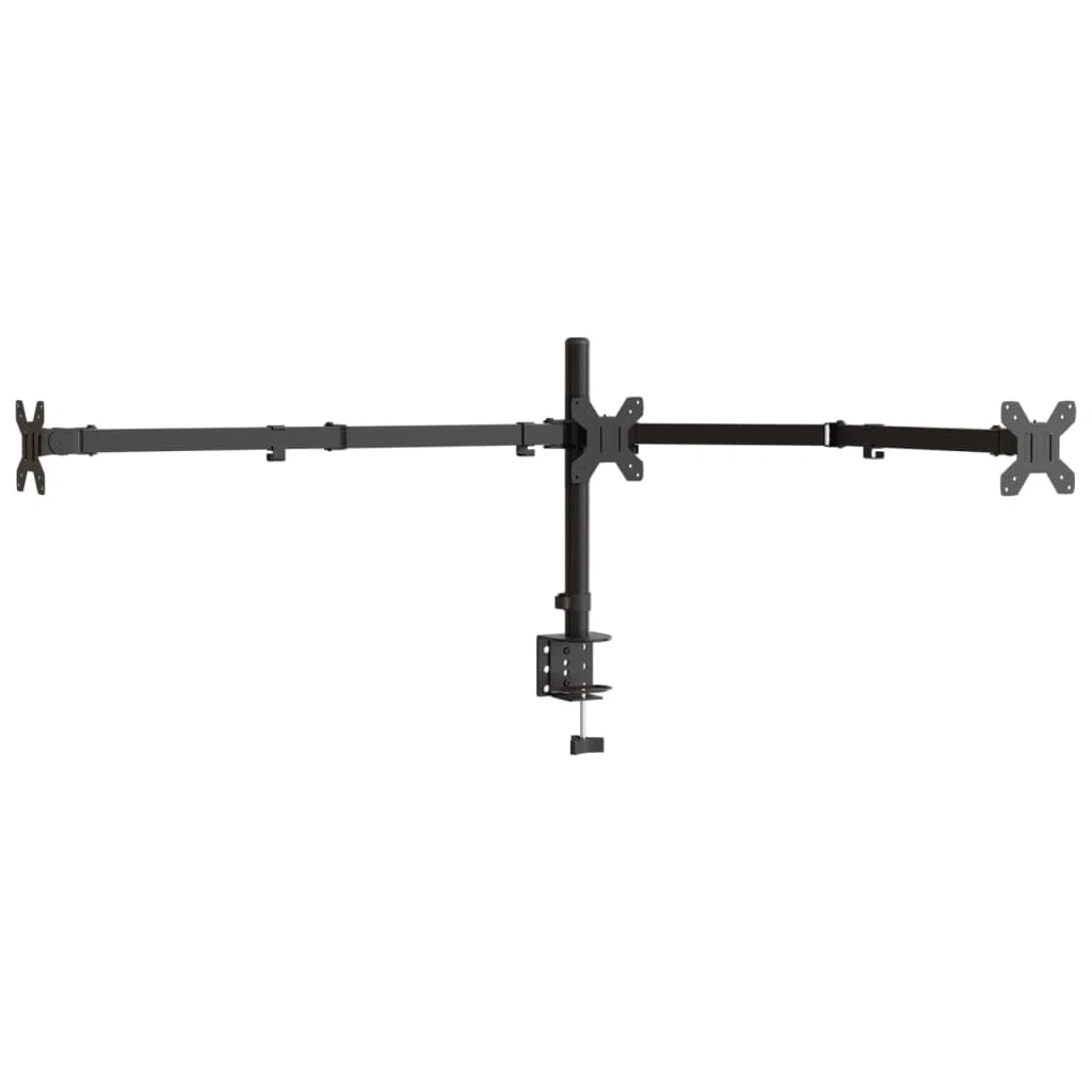 Support de Moniteur Triple Noir en Acier VESA 75 100 mm, réglable pour Bureau ou Mur, Compatible avec écrans 33-68 cm, Fixation Facile, Organisation câble Pratique
