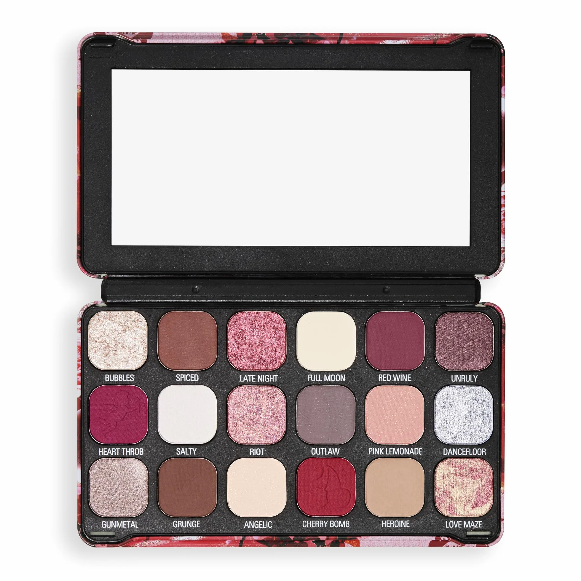 Palette de Fards à Paupières Forever Flawless 18 Teintes Pigmentées Mattes & Irisées Végan Sans Cruauté Cherry Rebel