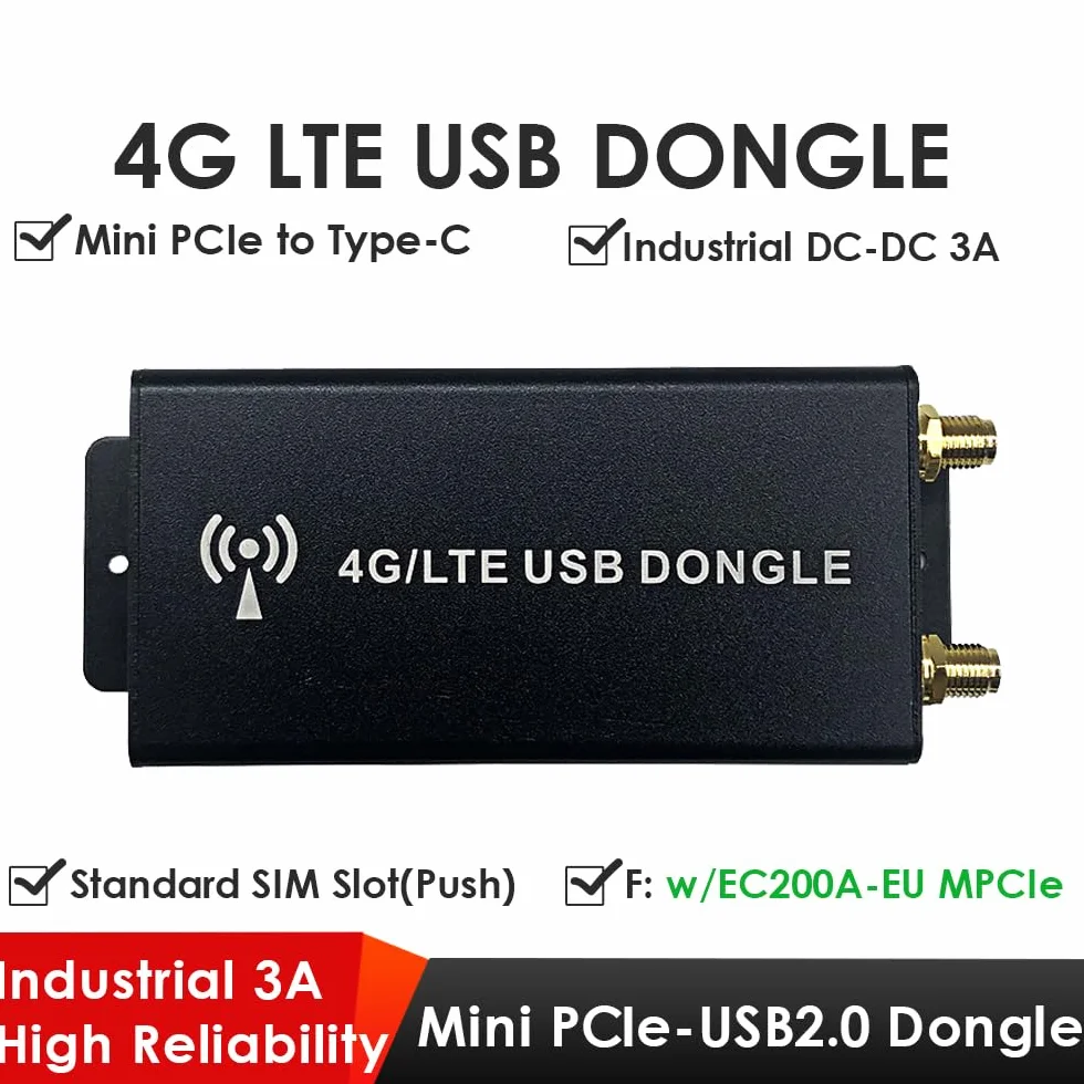 EXVIST Dongle 4G LTE EC200A-EU Mini PCIe LTE Cat 4 Double antennes externes Fente SIM Adaptateur Mini PCIe Type-C