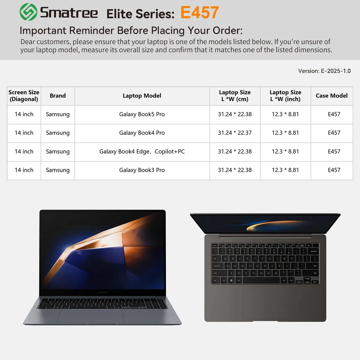 Smatree Housse pour Ordinateur Portable pour 14 Pouces Samsung Galaxy Book5/4/3 Pro,Samsung Galaxy Book4 Edge Copilot+PC, Étui avec Poche pour Accessoires,Design Antichoc breveté (E457)