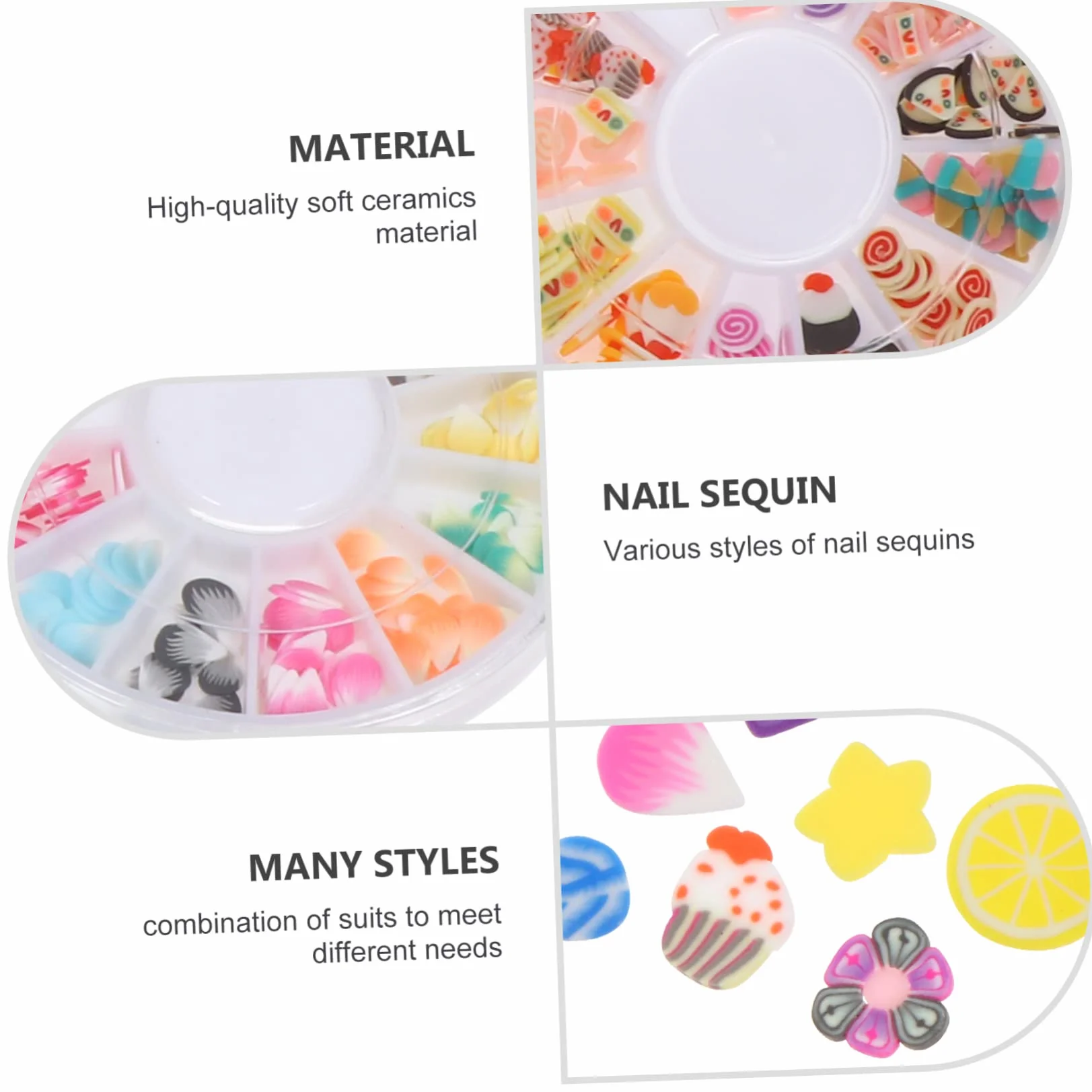 Patch en Pâte Polymère Motif Fruits Doux pour Décoration Ongles DIY, 8 Boîtes