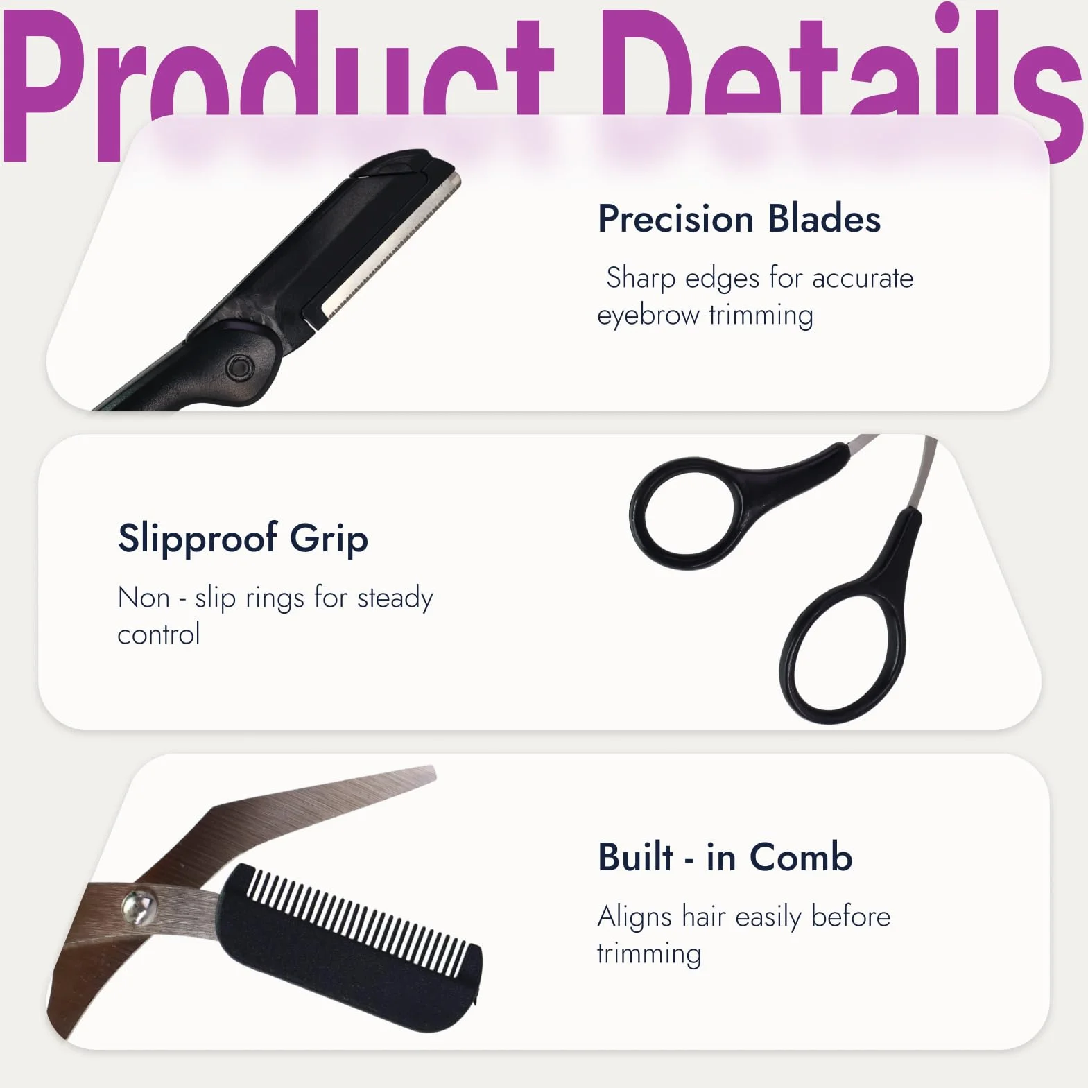 Ciseaux Sourcils Professionnels de Précision avec Peigne