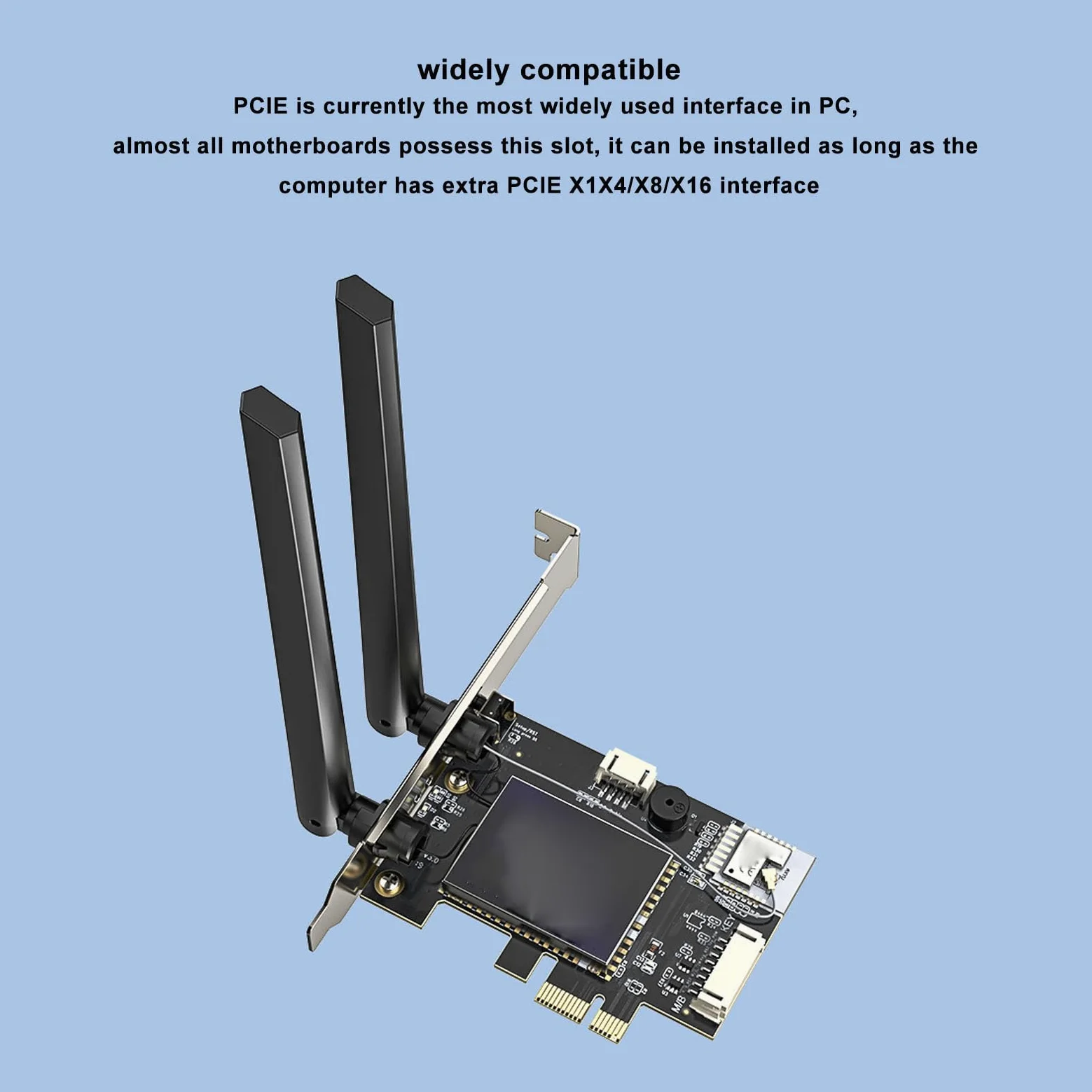 Carte WiFi PCIe, Double Bande 2,4g 5G Blue Tooth 4.2 Contrôle de l'application avec des Antennes 6DBI pour Les PC de Bureau