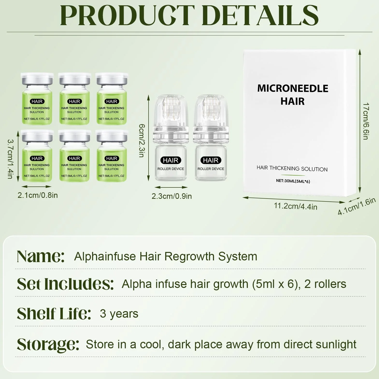 Alphainfuse Hair Regrowth System Micro Infusion Repousse Cheveux Densifie Renforce Racine 5 ml x 6