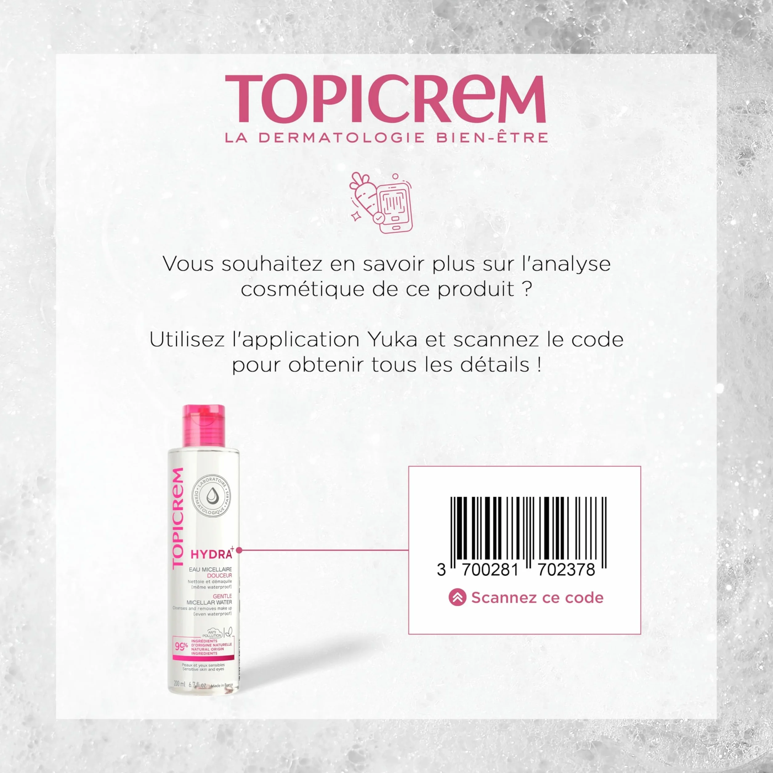 Topicrem Eau Micellaire Douceur Hydra+ 200 ml Peaux et yeux sensibles