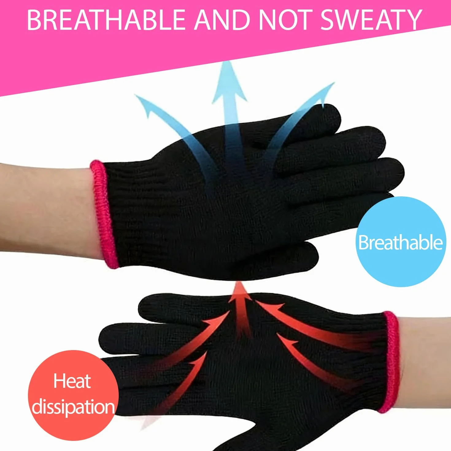 Gants de protection professionnels résistants à la chaleur extensibles pour le coiffage (rose rouge) 2 pièces