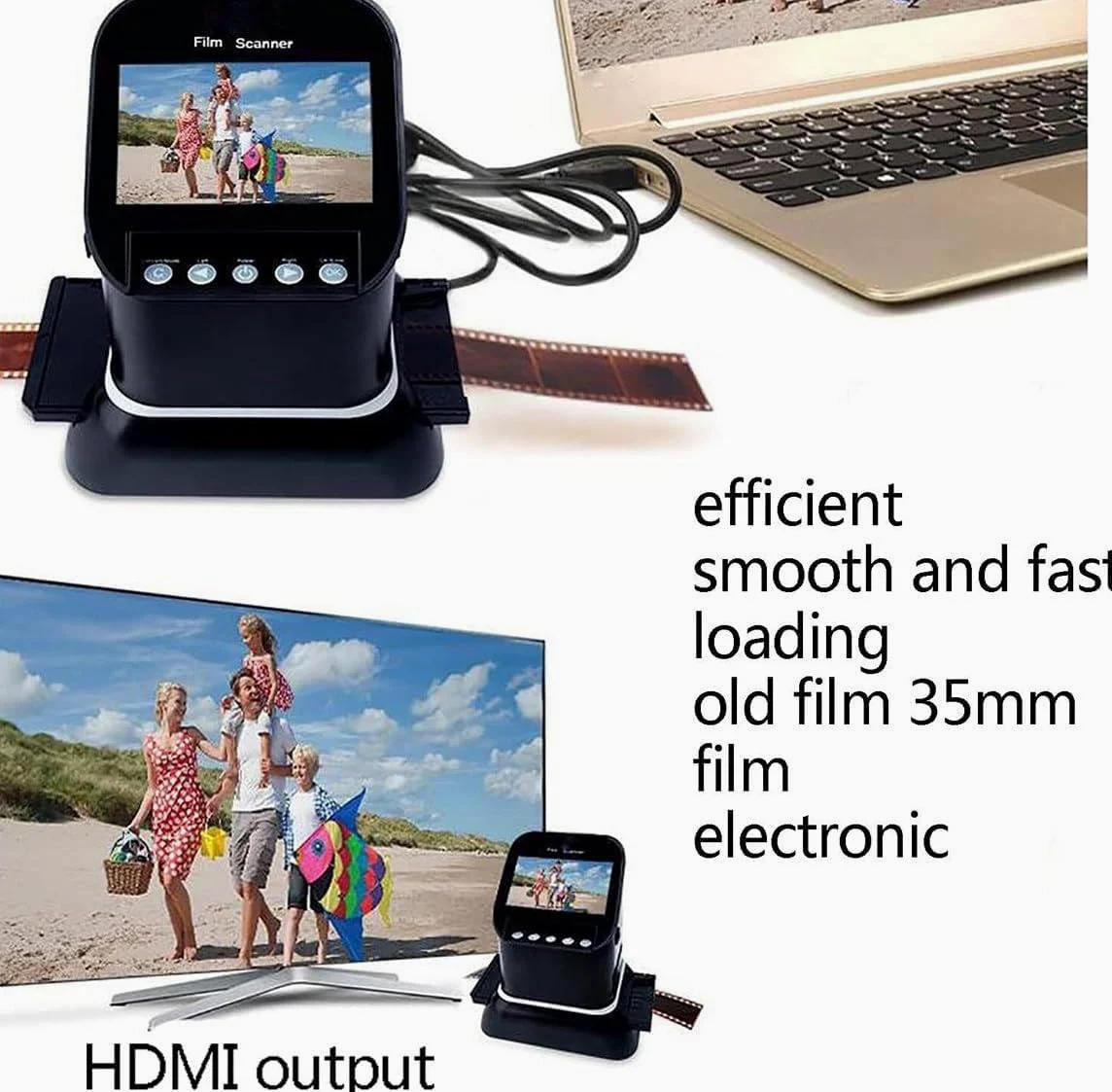 Scanner de films et diapositives numériques, 120, 126, 127, 135, visionneuse de diapositives haute résolution 22 MP, conversion de films et diapositives 35 mm en JPEG numérique, aucun ordinateur