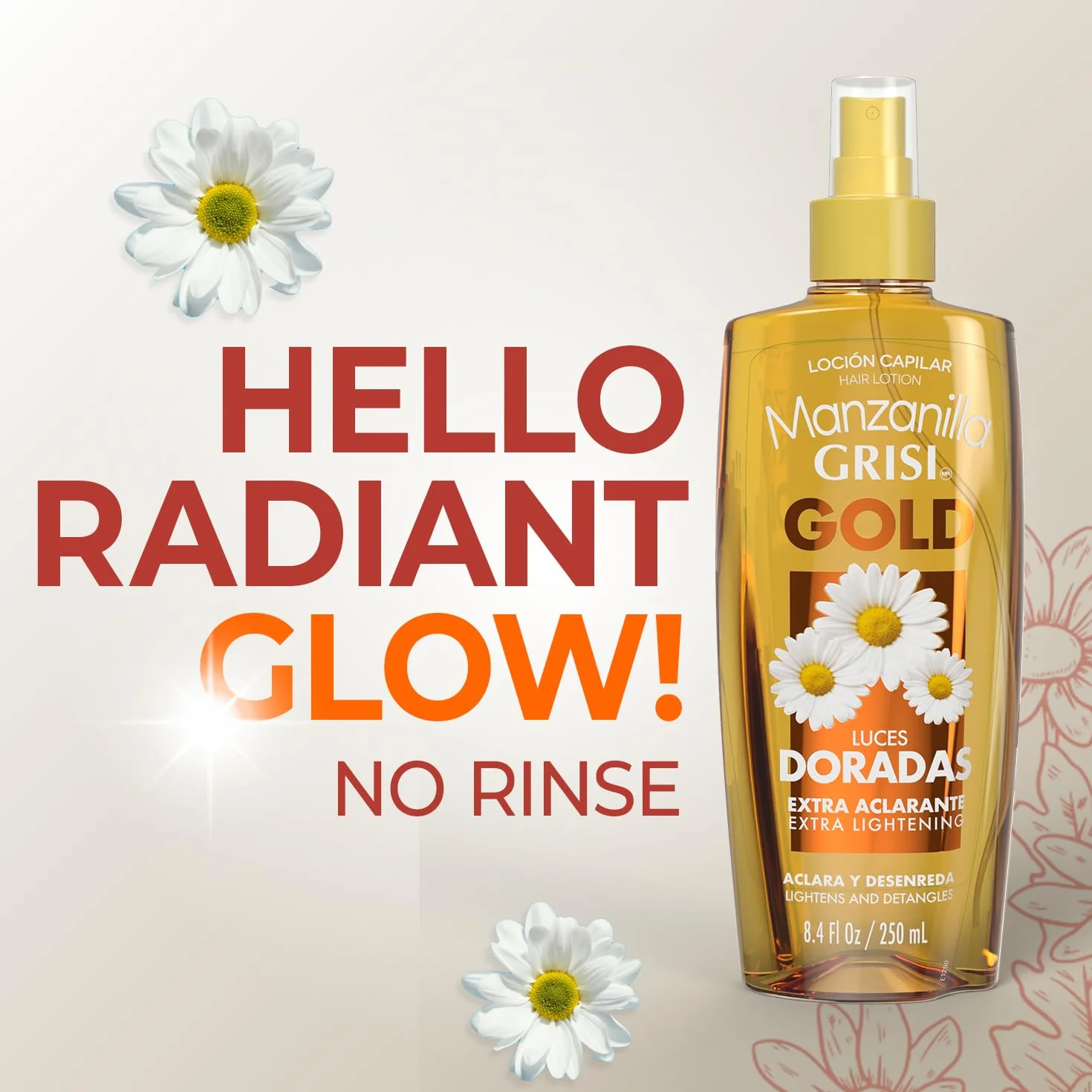 Grisi Manzanilla Lot de 2 lotions capillaires Gold – Spray éclaircissant à la camomille pour cheveux