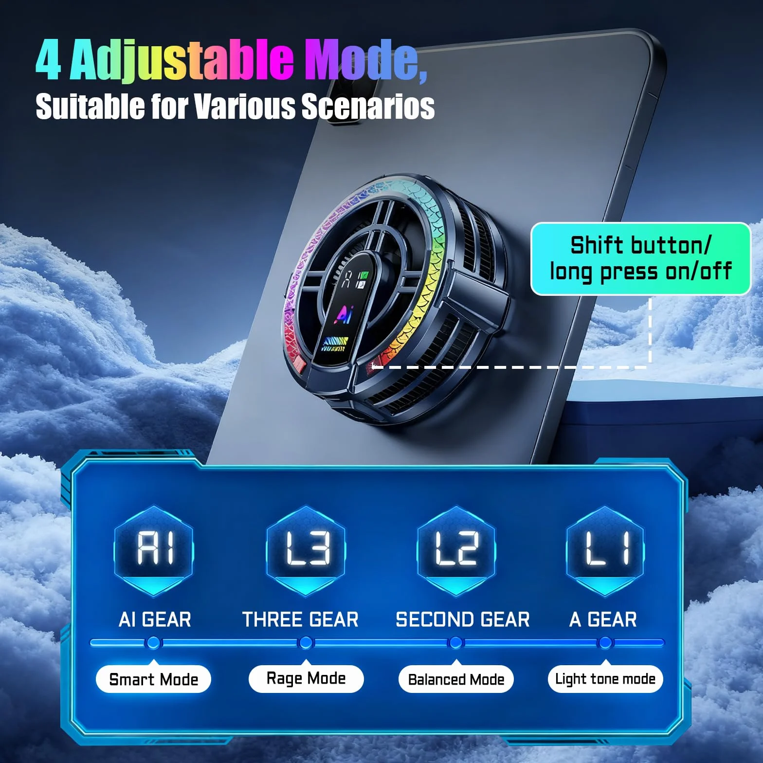 Refroidisseur de tablette magnétique 4 modes refroidissement rapide portable PC