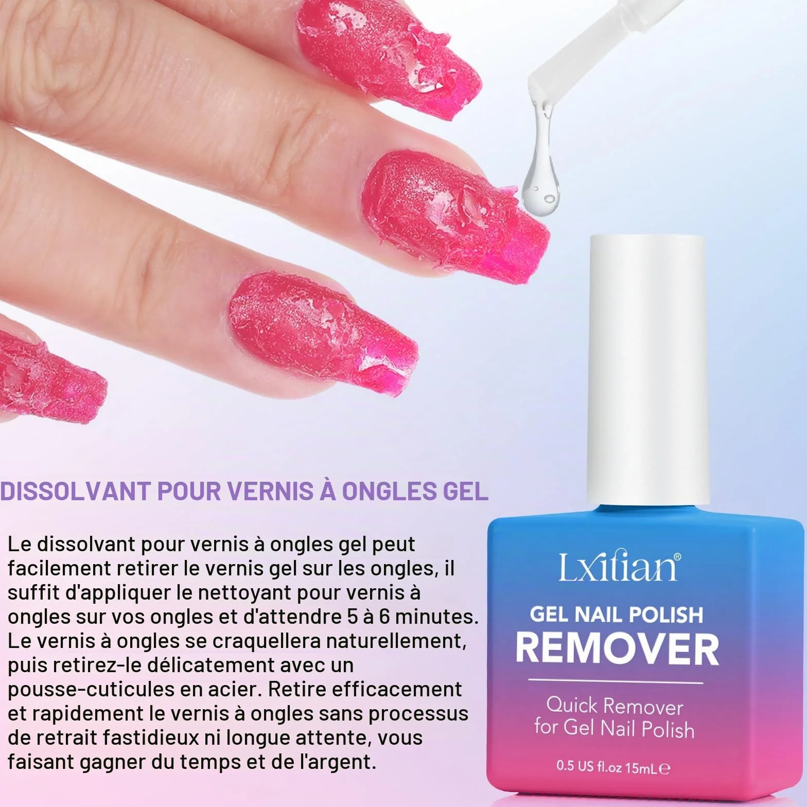 Dissolvant Vernis Semi Permanent, Remover à Ongles, Facile Sans Abîmer les Ongles