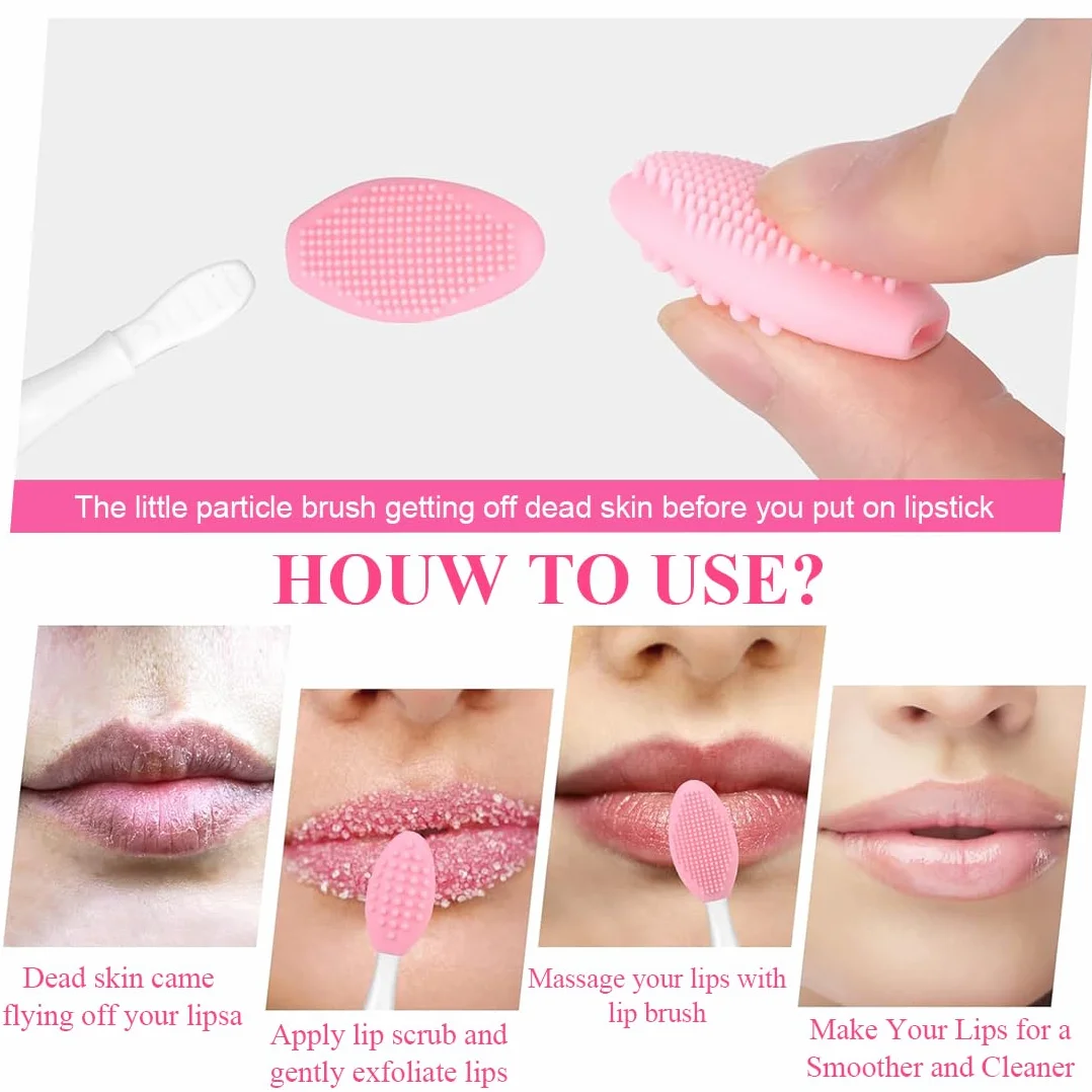 Pinceau à lèvres double face en silicone, Brosse exfoliante pour lèvres, outil de nettoyage