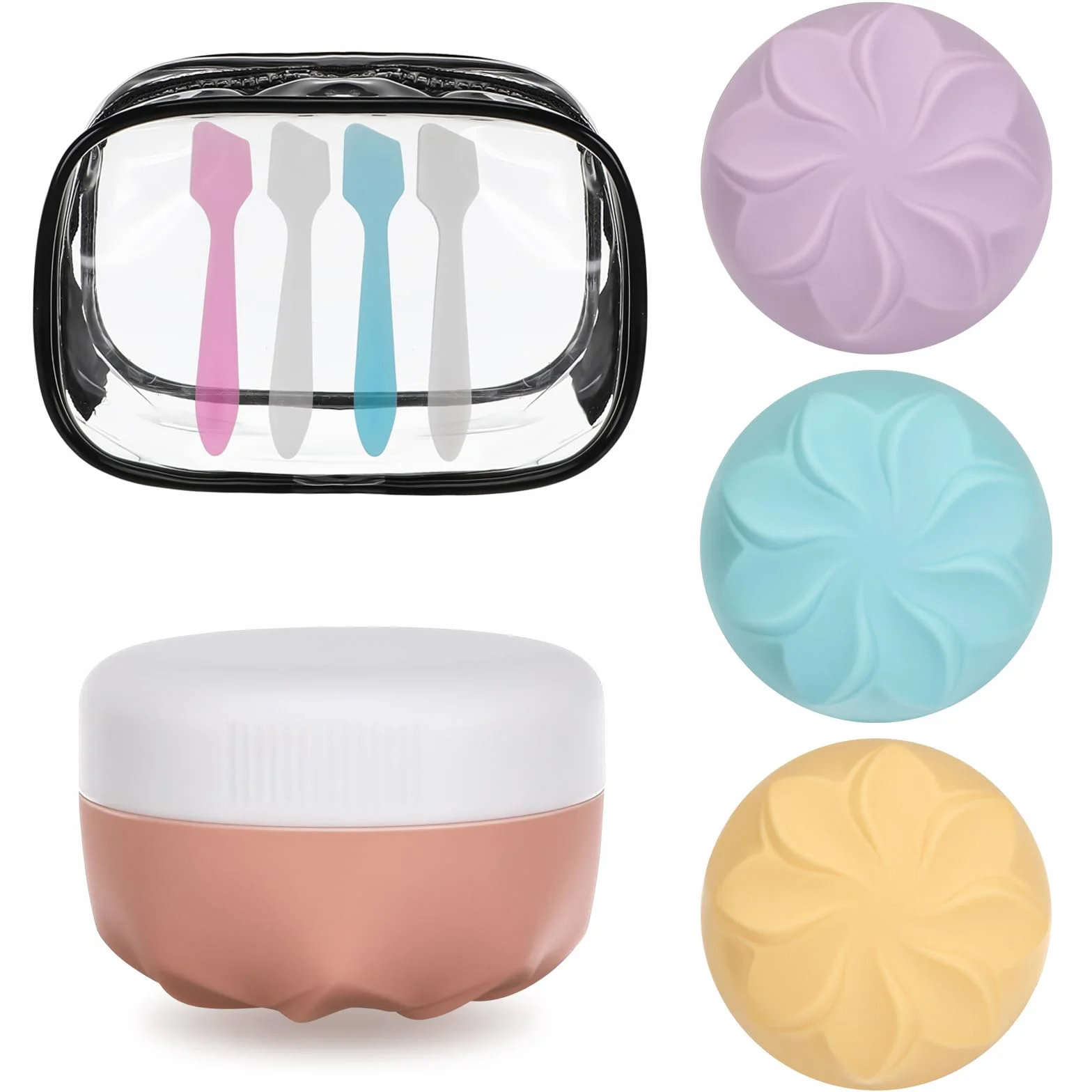 Pavlleen 4 Pièce Silicone Travel Toiletry Containers 30 ml Crème Pots Accessoires de Voyage
