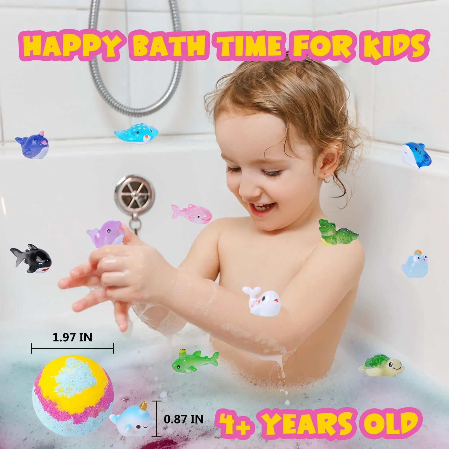 Lot de 12 bombes de bain pour enfants avec jouet surprise, mousse naturelle et biologique