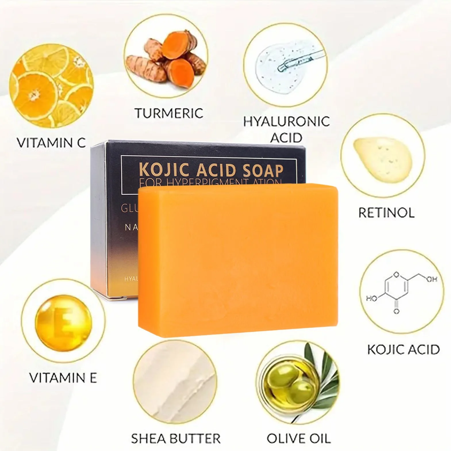 Savon à L'acide Kojique au Curcuma, Skin Lightening Soap, VC Savonnette, 2 x 100g
