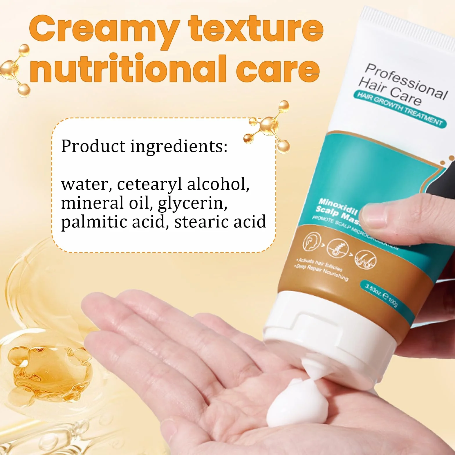 Crème de Réparation pour Alopécie 100g, Soin Cuir Chevelu, Cheveux Épais