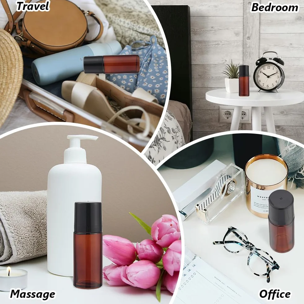 Flacons à Bille en Verre 50ml, Bouteilles sans Fuite Rechargeables pour Huiles Essentielles, Parfum et Cosmétique