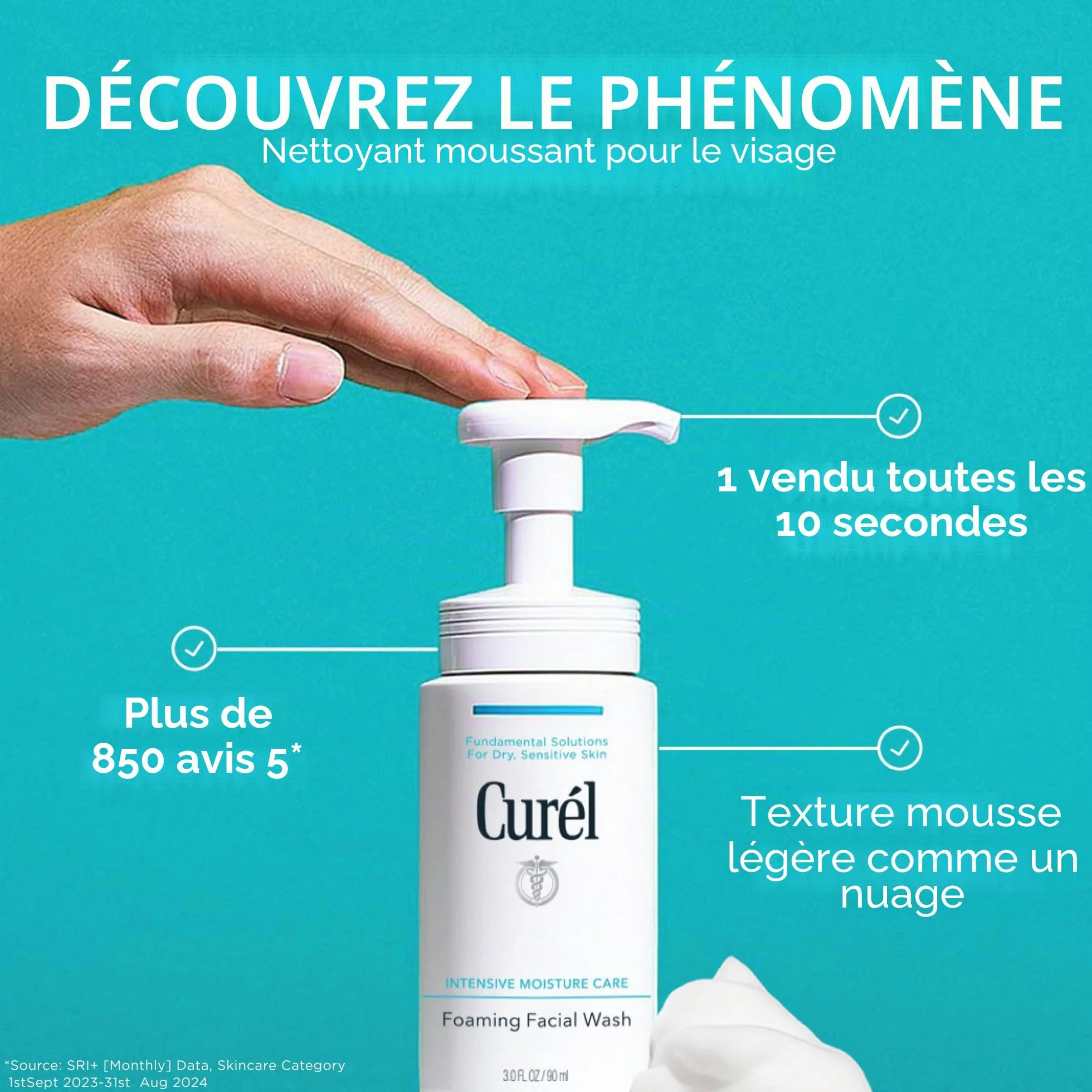 Curél Nettoyant Visage Moussant Peaux Sèches et Sensibles 150ml
