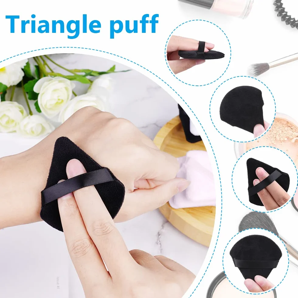 Ainiv Lot de 4 houppettes triangulaires réutilisables double usage lavables poudre libre fond de teint