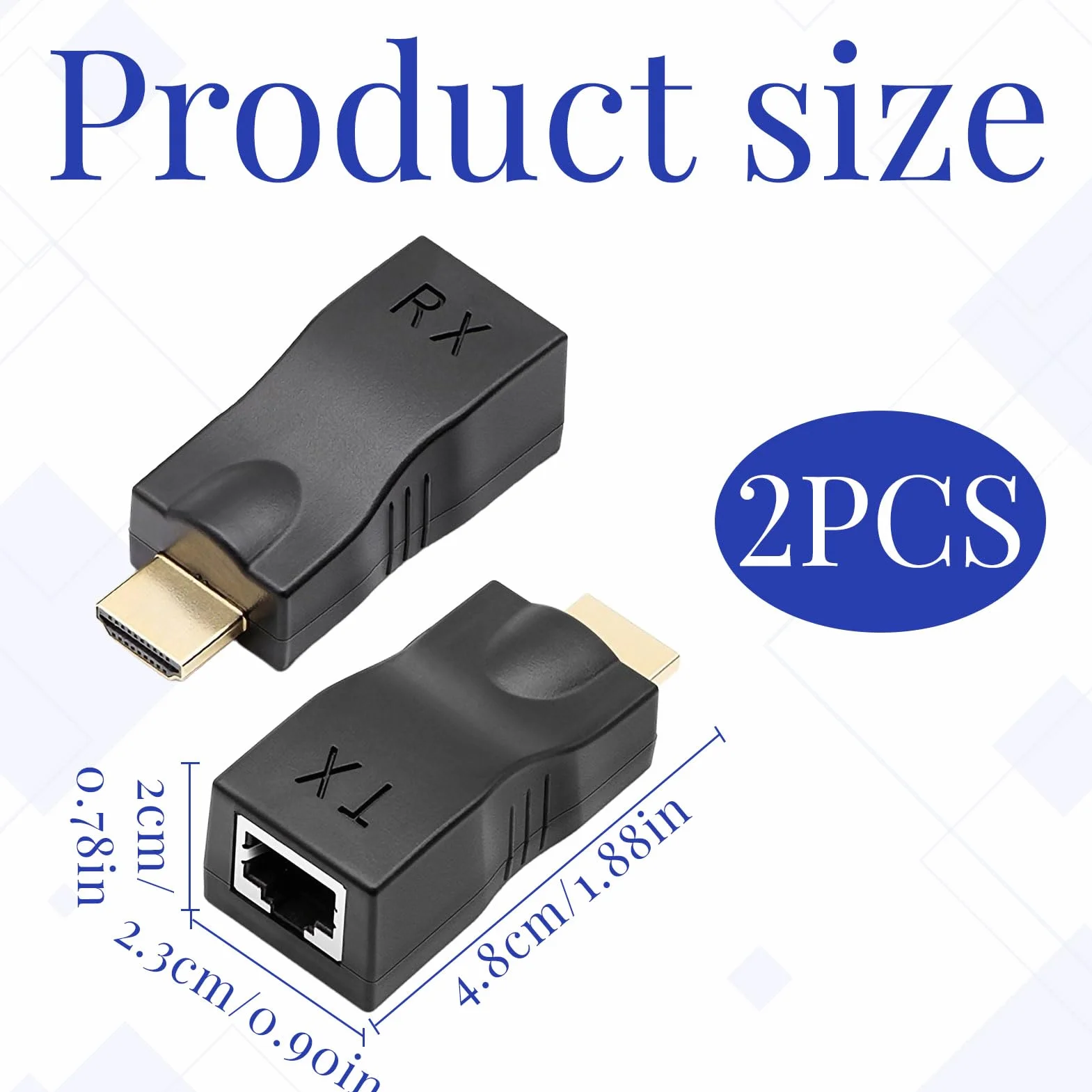 Adaptateur RJ45 HDMI 2 pièces Convertisseur HDMI Réseau Ethernet Distance 30 m