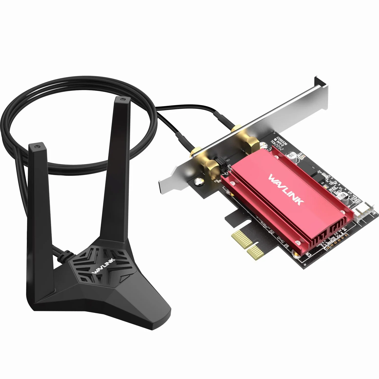 WAVLINK WiFi 6E AX5400M PCIe Network Card, Adaptateur sans Fil AX210 tri-Bande avec Bluetooth 5.3, MU-MIMO, WPA3, OFDMA, Support Bas Profil, dissipateur avancé, pour PC Windows 11/10