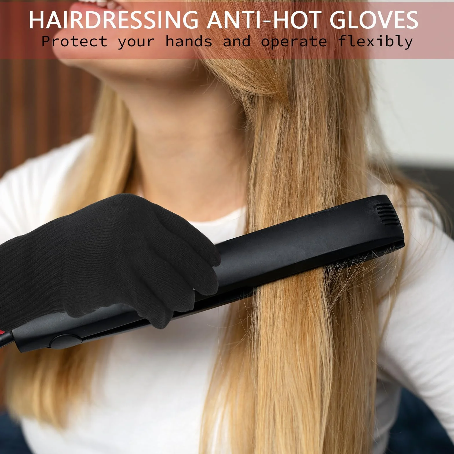 Gants de coiffure professionnels résistant à la chaleur pour fer à friser et lisser - 1 pièce