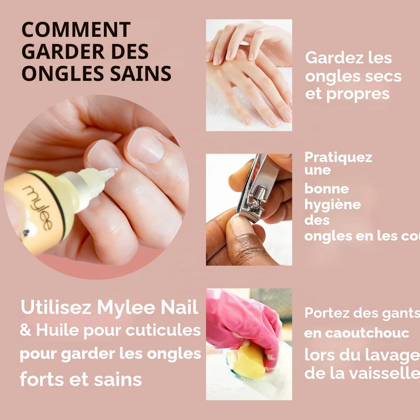 Mylee Huile pour Ongles et Cuticules à l'Amande Douce 50ml – Hydratation Nourrissante Non Grasse Sans Résidu