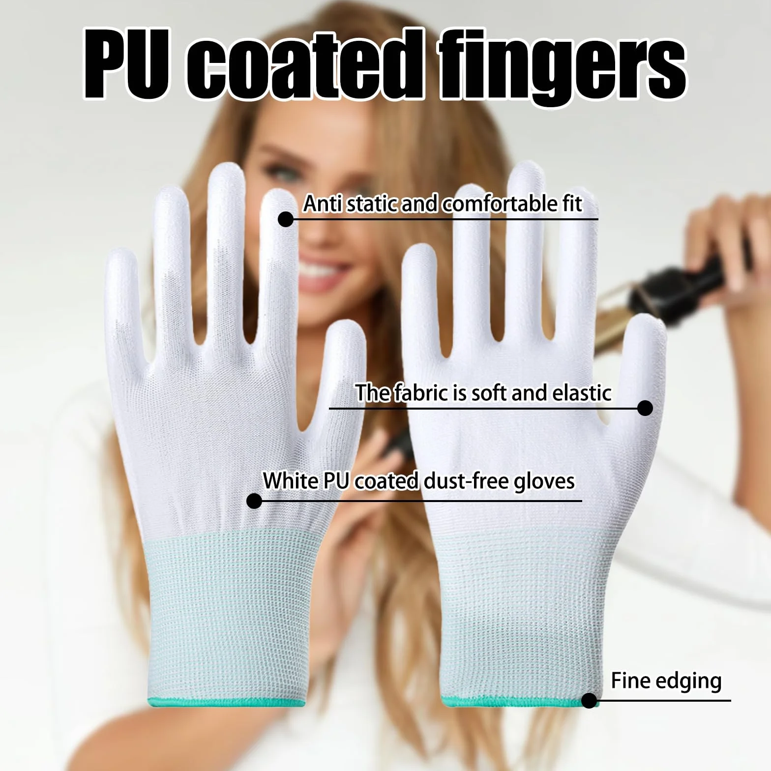 Gants de Coiffure Thermiques avec Doigts en Silicone, Protection Contre la Chaleur, Isolants pour Lisseurs et Bâtons Bouclés