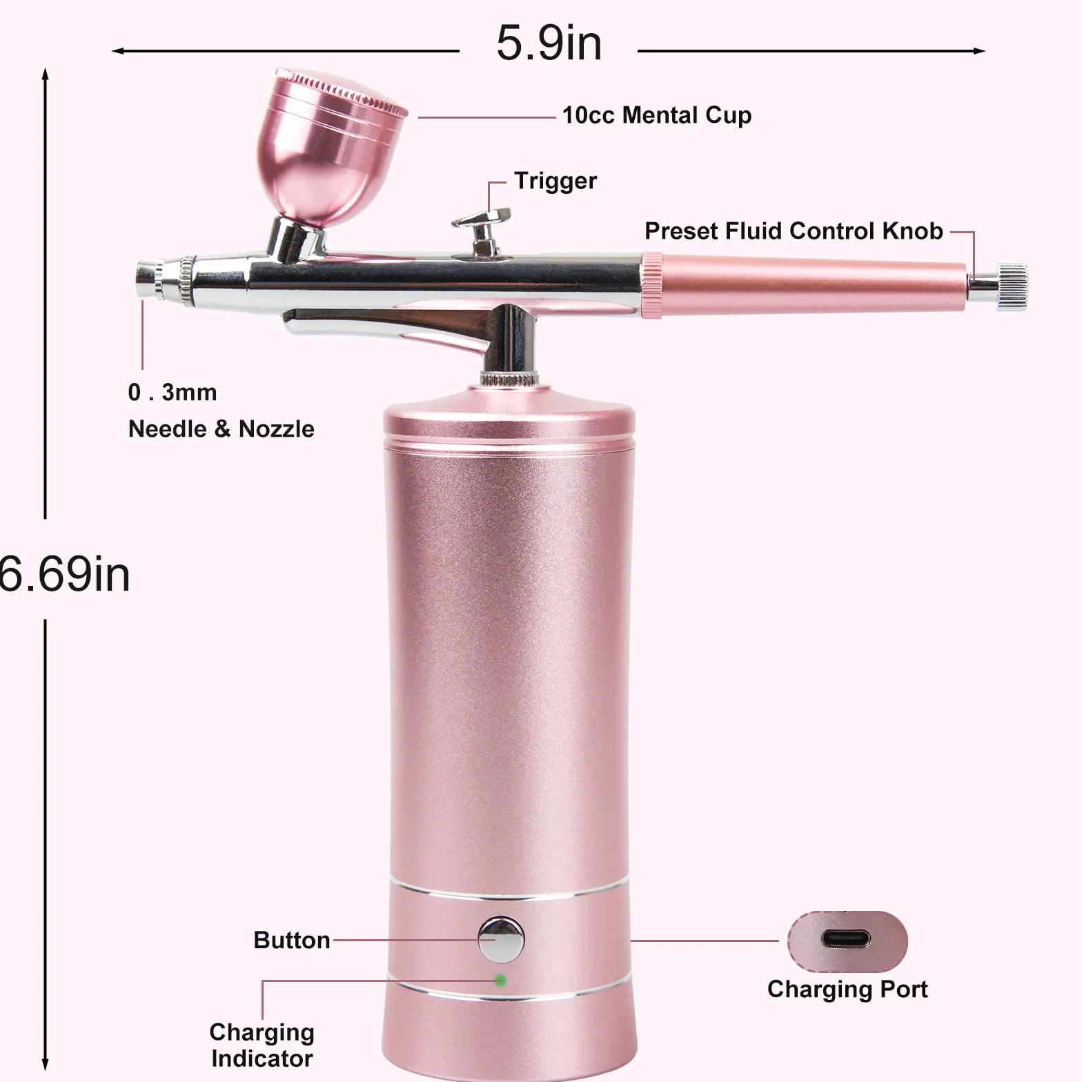 Airbrush Kit Rechargeable Cordless Airbrush Compressor Auto Handheld Airbrush Gun Portable Wireless Air Brush for Nail Art Cake Decor Makeup Model Painting