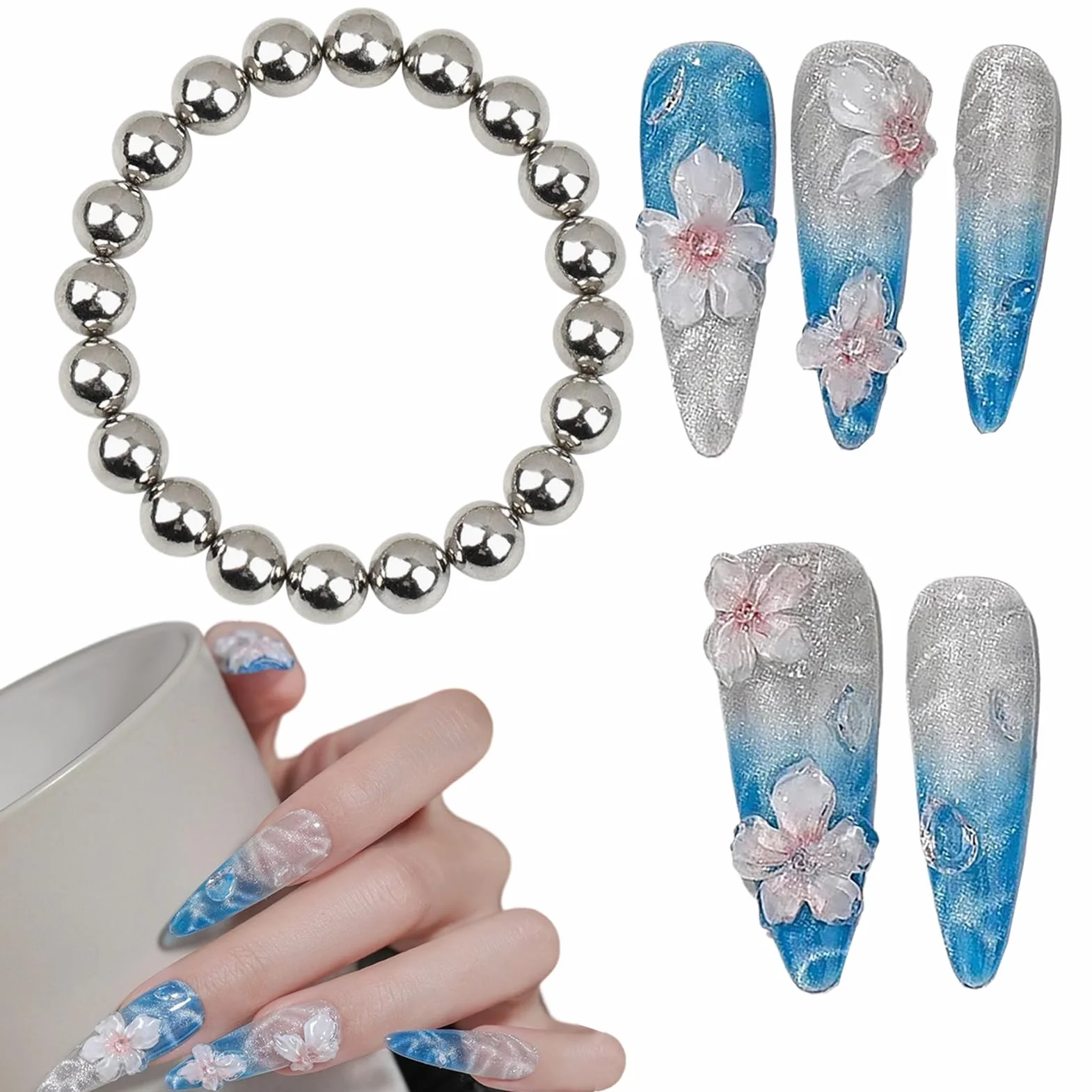 Aimant à ongles magnétique 5 mm, outil multifonction gel pour manucure art, perles polonaises design balle