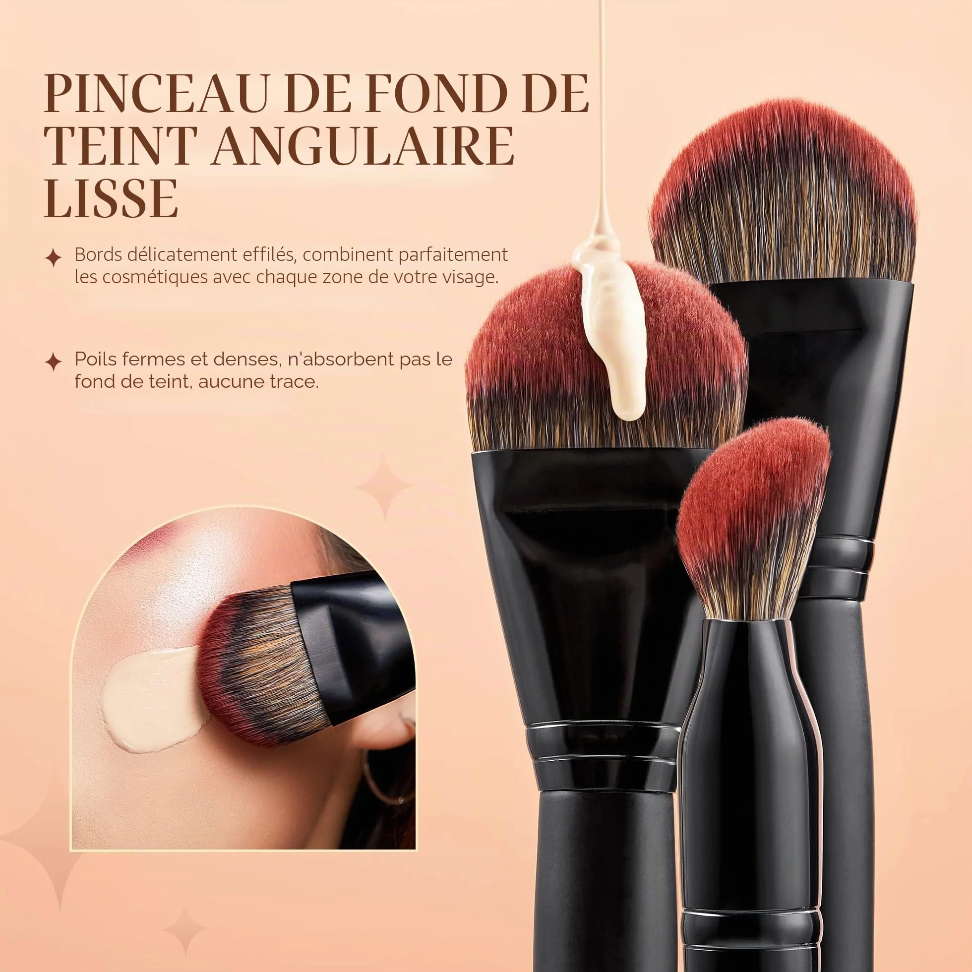 Jessup Pinceaux maquillage Set T271 Noir Fond de teint poudre Ombre à paupières Eyeliner