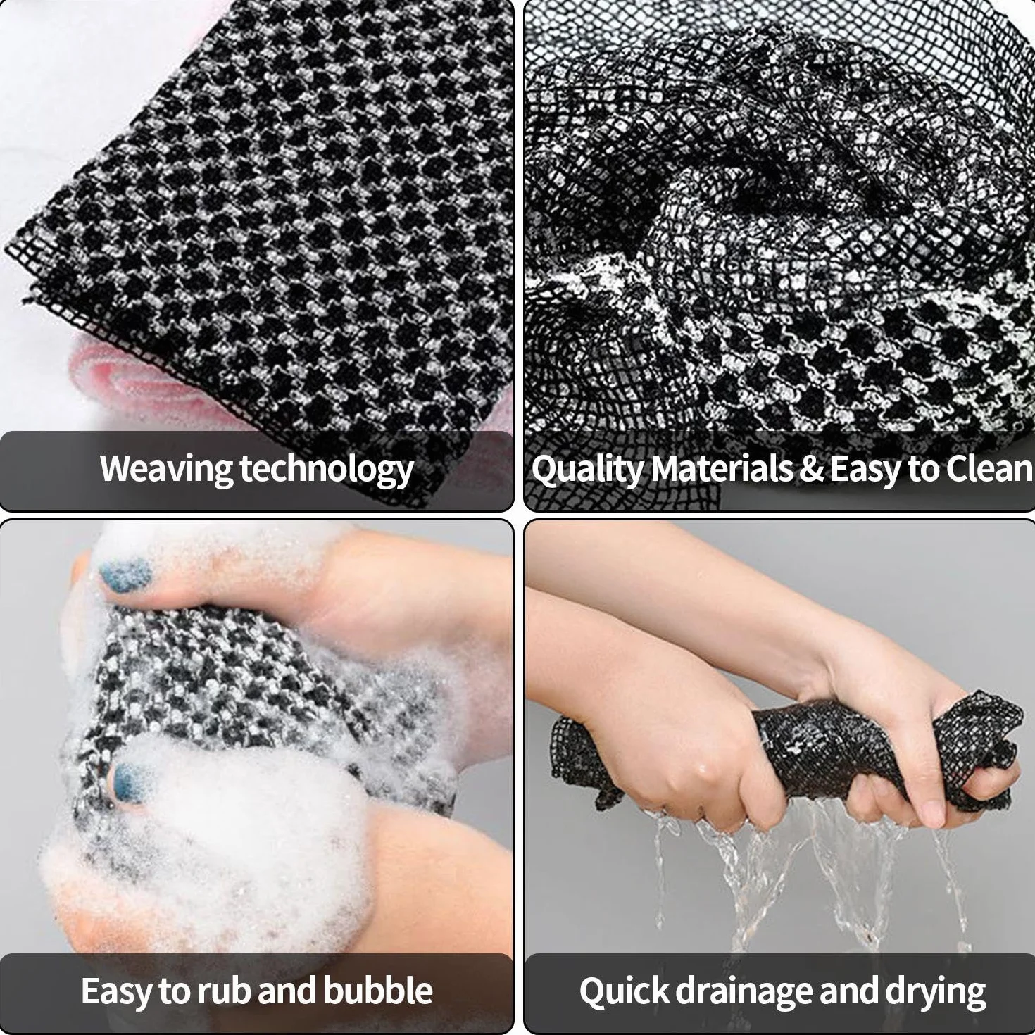 Serviettes De Bain Rectangulaires 2 Pièces Lingettes De Bain Épurateur Arrière