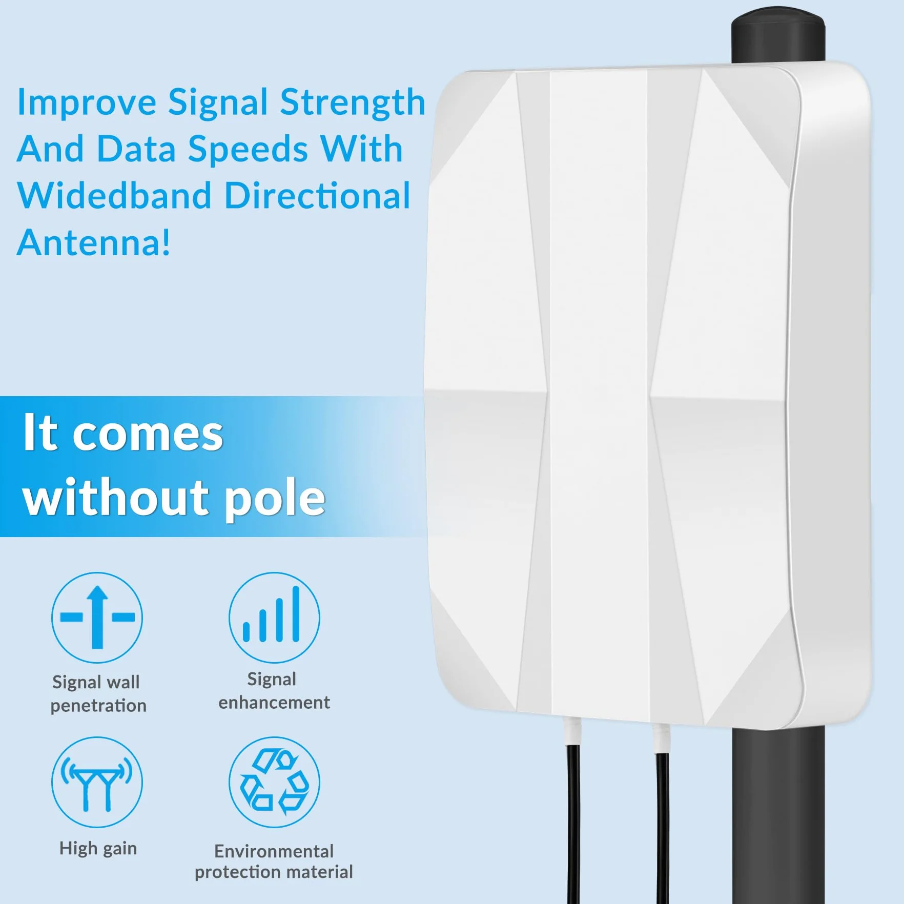 Antenne 4G LTE 5G panneau antenne extérieure Mimo directionnelle 700-2700 | 3300-3800 MHz jusqu'à 12dBi Anenna avec câble de 10 mètres Connecteur TS9 SMA compatible avec modem routeur 5G 3G 4G