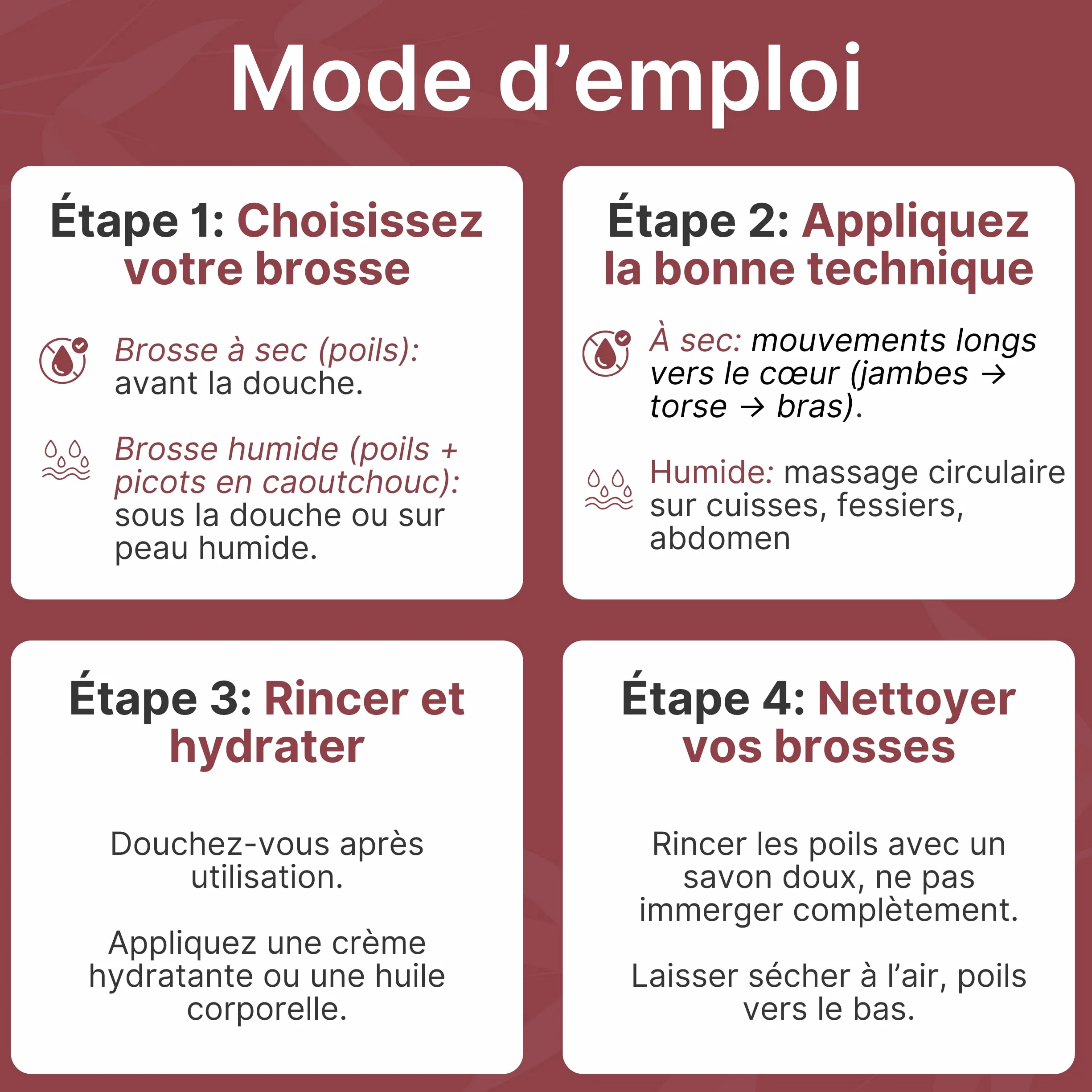 Kit Premium de 2 Brosses de Corps à Sec avec Poils Naturels - Brosse Exfoliante pour le Corps, Brossage à Sec Cellulite, Drainage Lymphatique
