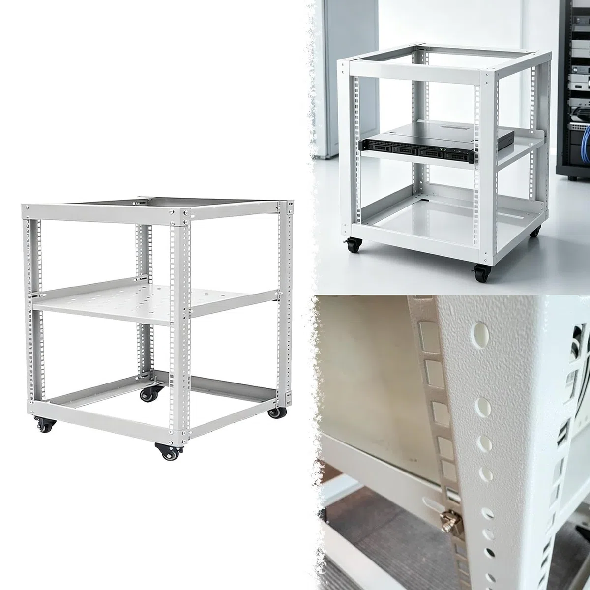 Vibeo Racks pour Ordinateur et Serveur Rack Réseau Mobile à Ouverte Blanc